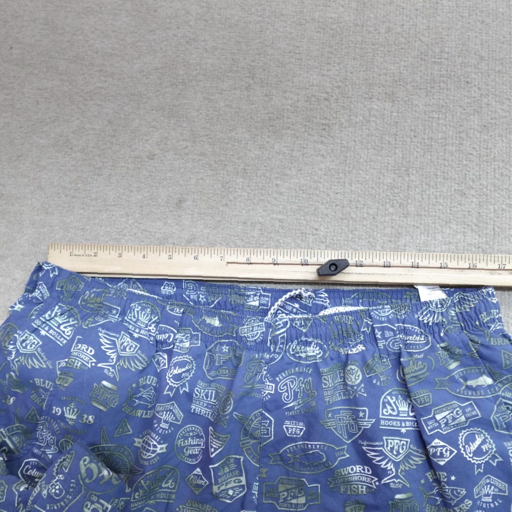 Gloverall Columbia PFG Swim Shorts L Blue Floral Nylon Lined 7" Swim Bottom Mens Size US 33 - 5 Thumbnail