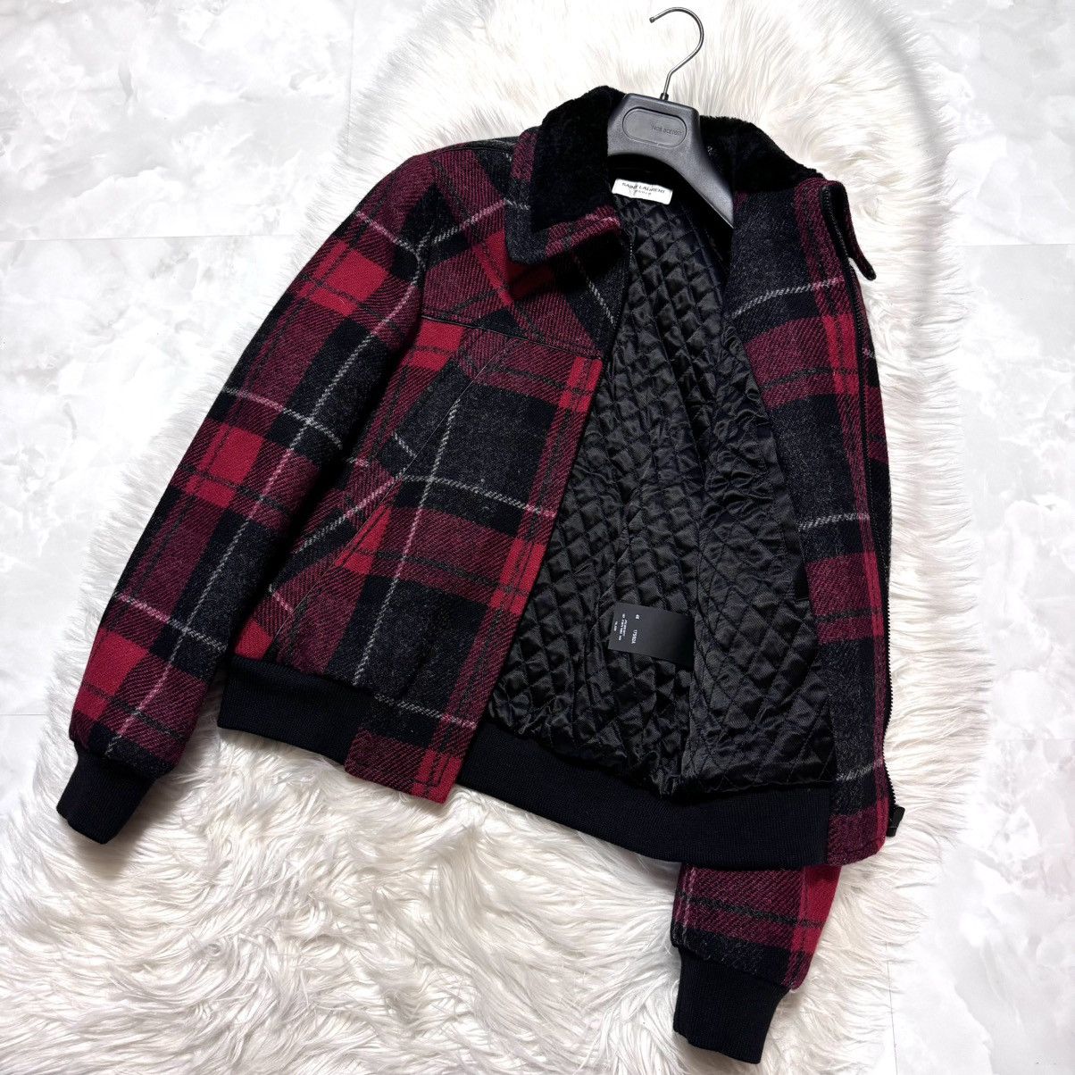 Saint Laurent Paris Saint Laurent Paris, fur collar, check pattern jacket Size US S / EU 44-46 / 1 - 10 Thumbnail