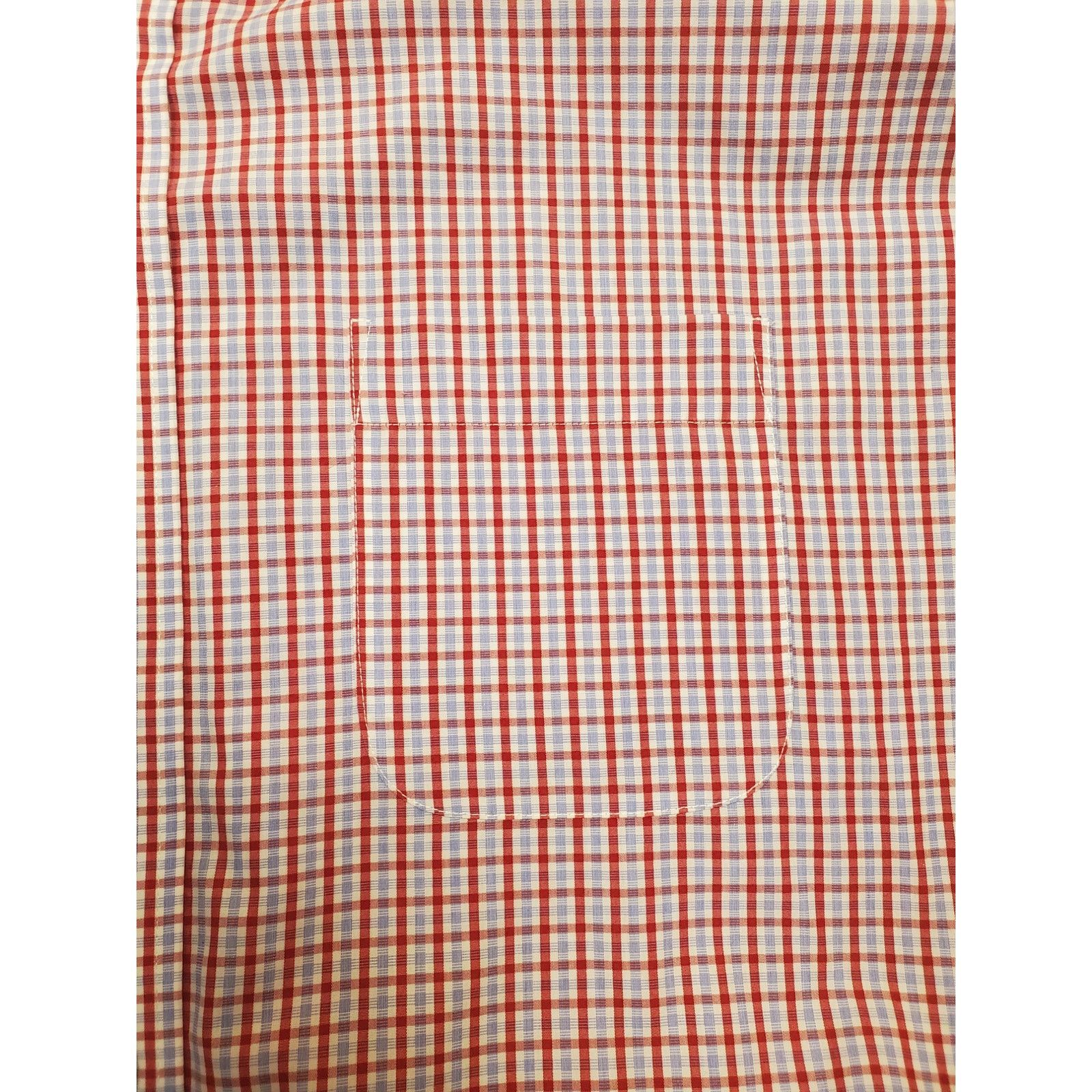 Enro Mens Enro XL Red White Blue Short Sleeve Poplin Cotton Shirt Size US XL / EU 56 / 4 - 8 Thumbnail