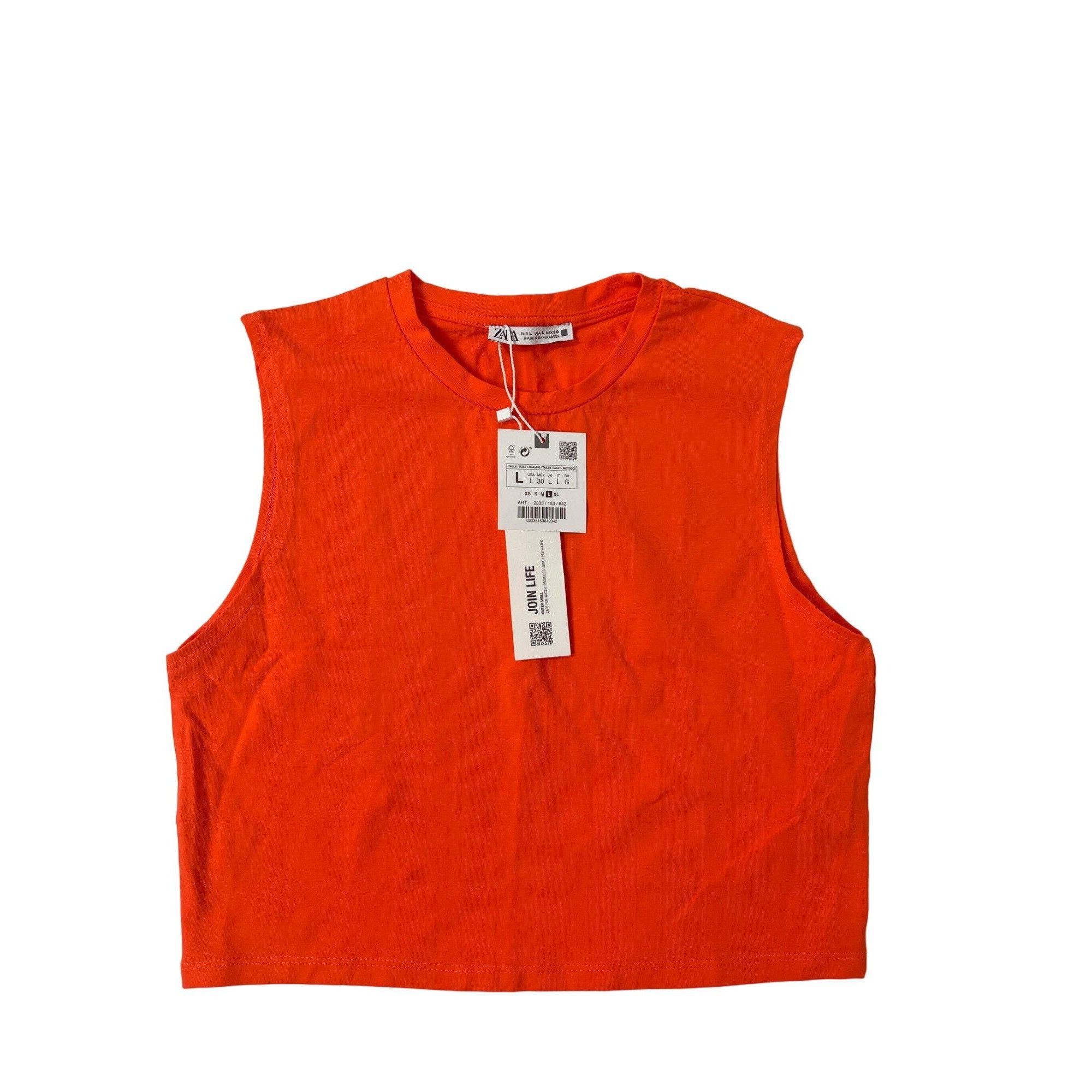 Zara Zara Orange Cropped Muscle Tank Top Size L / US 10 / IT 46 - 1 Thumbnail
