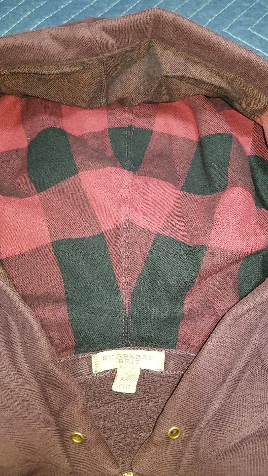 Burberry Maroon Burberry Brit Mens Zip Up Hoodie Size US XXL / EU 58 / 5 - 6 Thumbnail