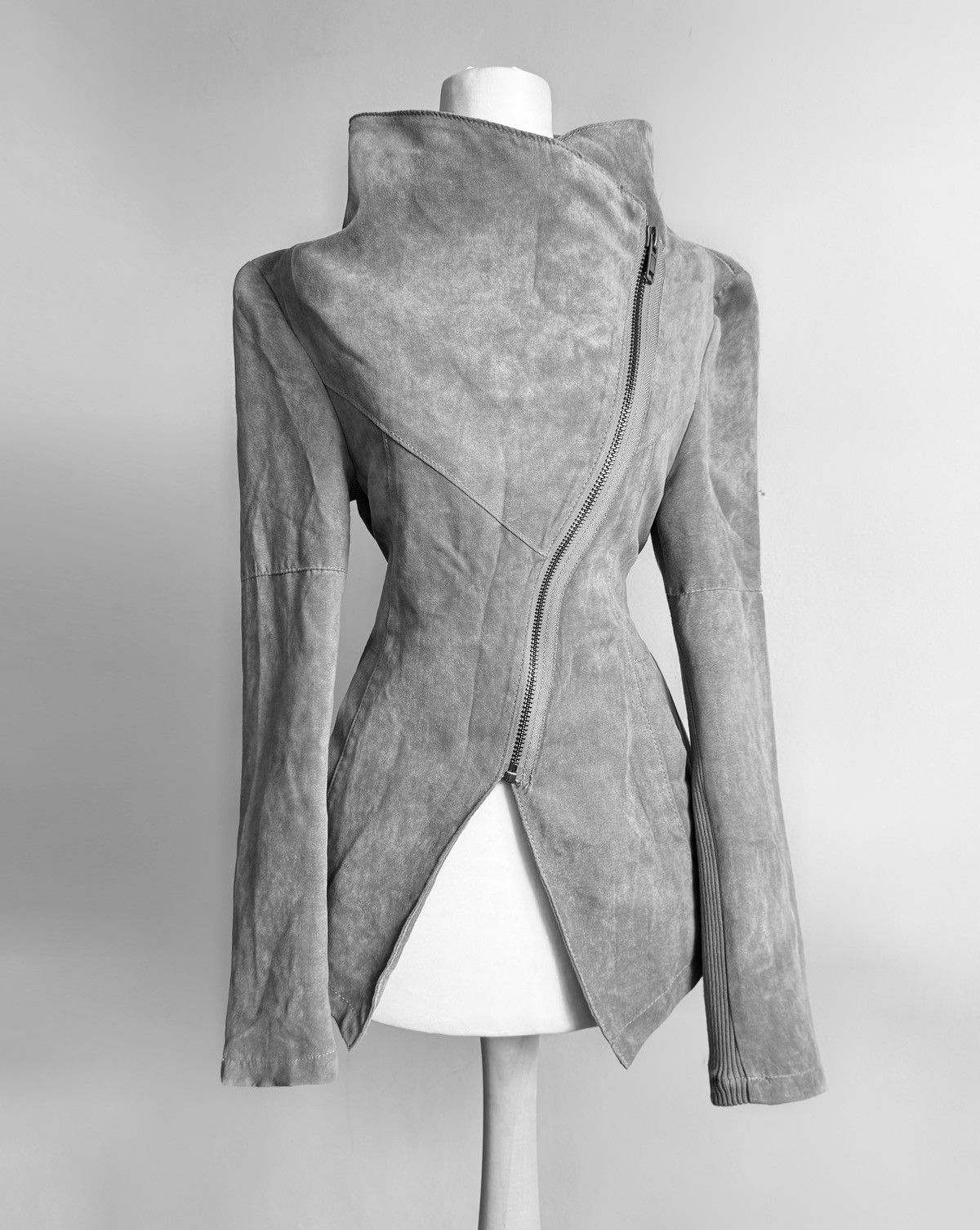 Japanese Brand × Vintage Vintage leather asymmetric avant-garde biker Size S / US 4 / IT 40 - 2 Thumbnail