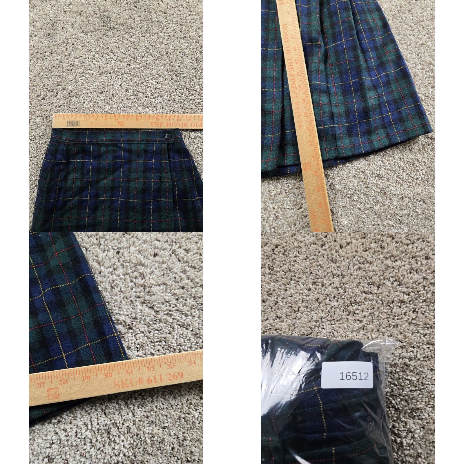 Pendleton VINTAGE Pendleton Skirt Womens 24 Blue Green Plaid Pleated Midi Wool Made USA 70s Womens Size 42" / US 20 - 8 Thumbnail