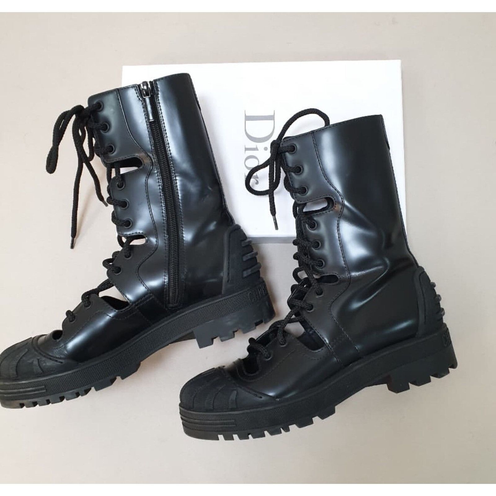 Dior Dior Black Leather Combat Boots sz. 38 Size US 7 / IT 37 - 4 Thumbnail
