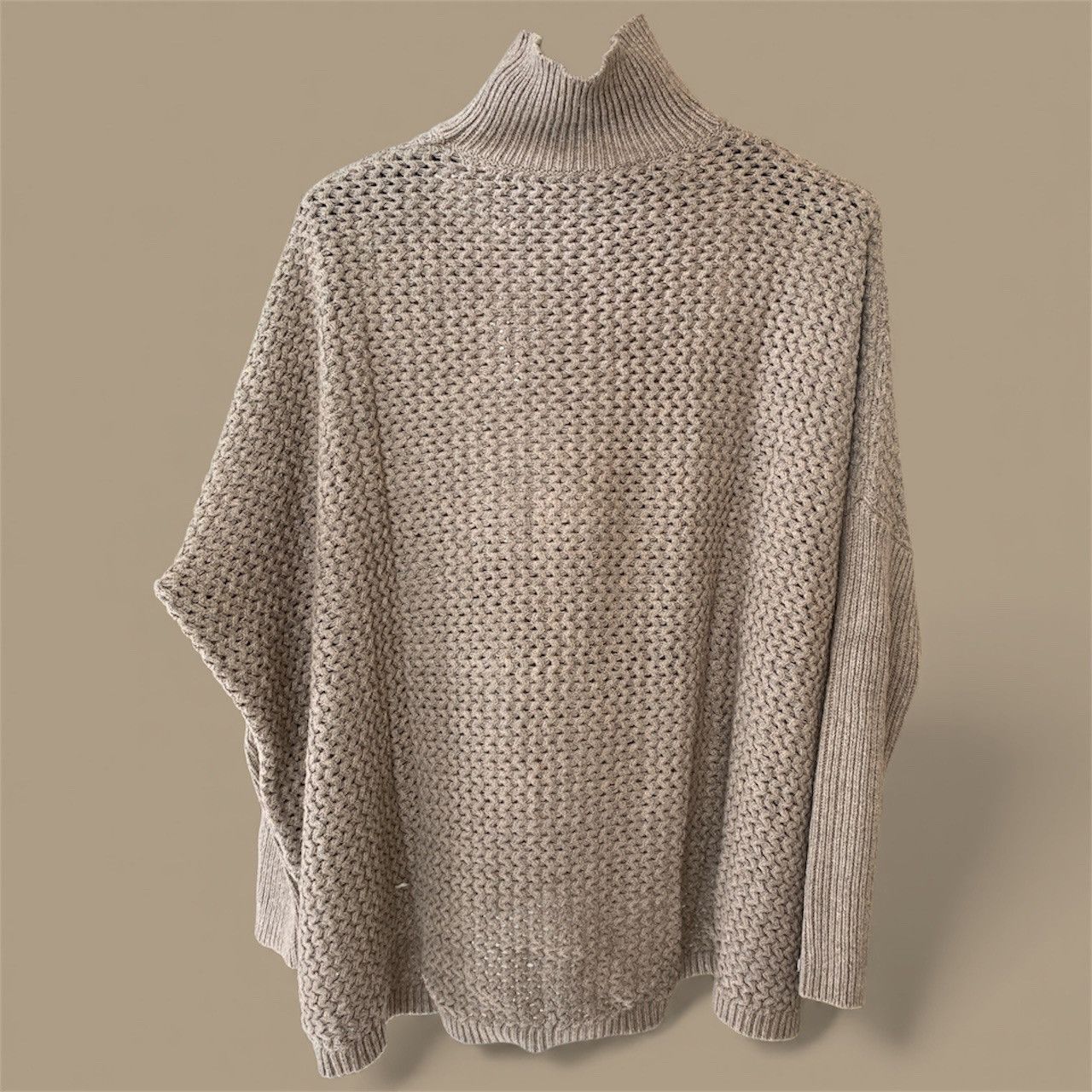 Loft Chunky knit tan turtleneck sweater Size S / US 4 / IT 40 - 2 Thumbnail