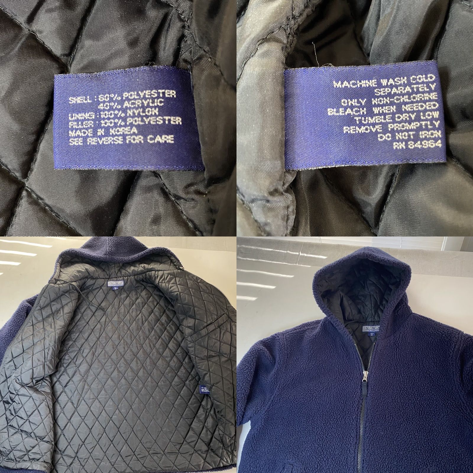 Vintage Structure Men’s Large Dawn Sherpa Fleece Jacket Full Zip Hoodie Size US XL / EU 56 / 4 - 8 Thumbnail