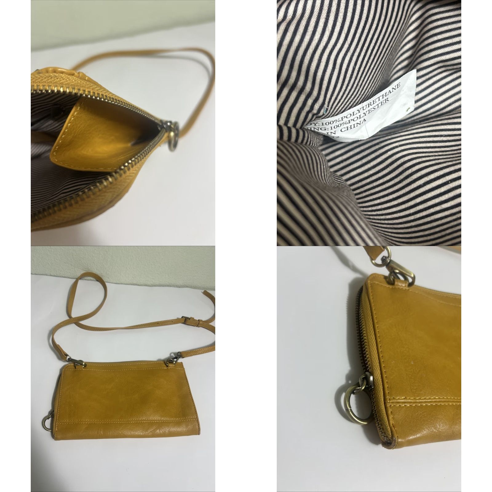 Vintage Sussan Susan Joy Yellow Crossbody Small Purse Crossbody Strap PU Faux Leather Women Small 9.5x6x1 Size ONE SIZE - 9 Thumbnail