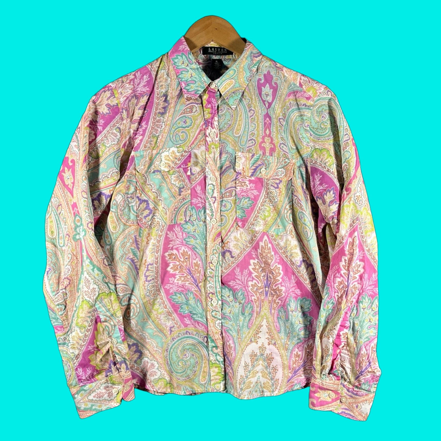 Ralph Lauren Lauren Ralph Lauren LRL Button-Up Shirt PL Pink Paisley RARE Womens Size L / US 10 / IT 46 - 1 Thumbnail