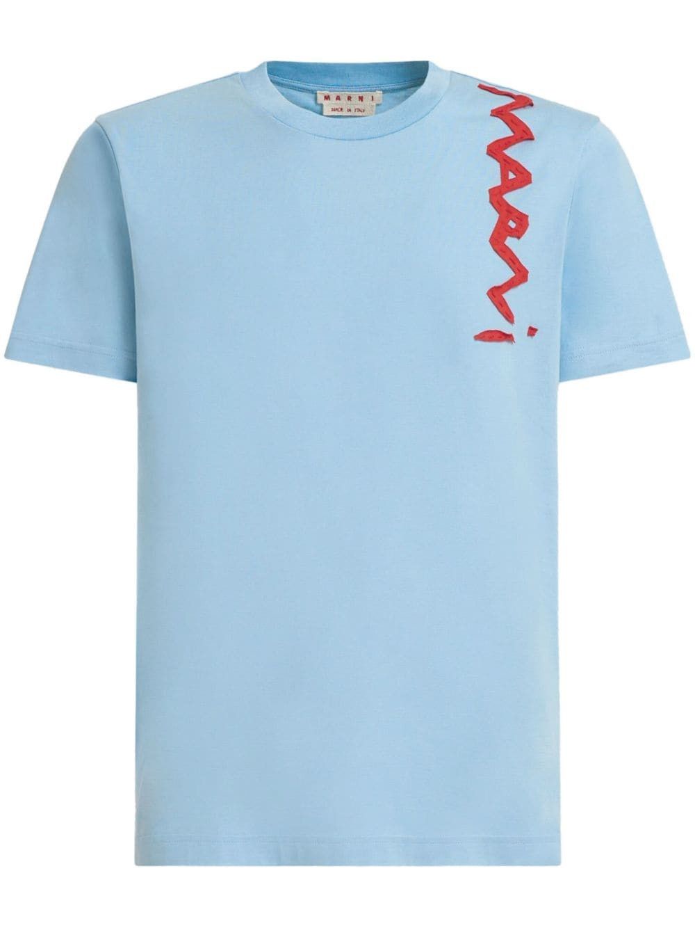 Marni o1w1db11125 Lettering-Deteiling T-Shirt in Light Blue Size US XL / EU 56 / 4 - 1 Thumbnail
