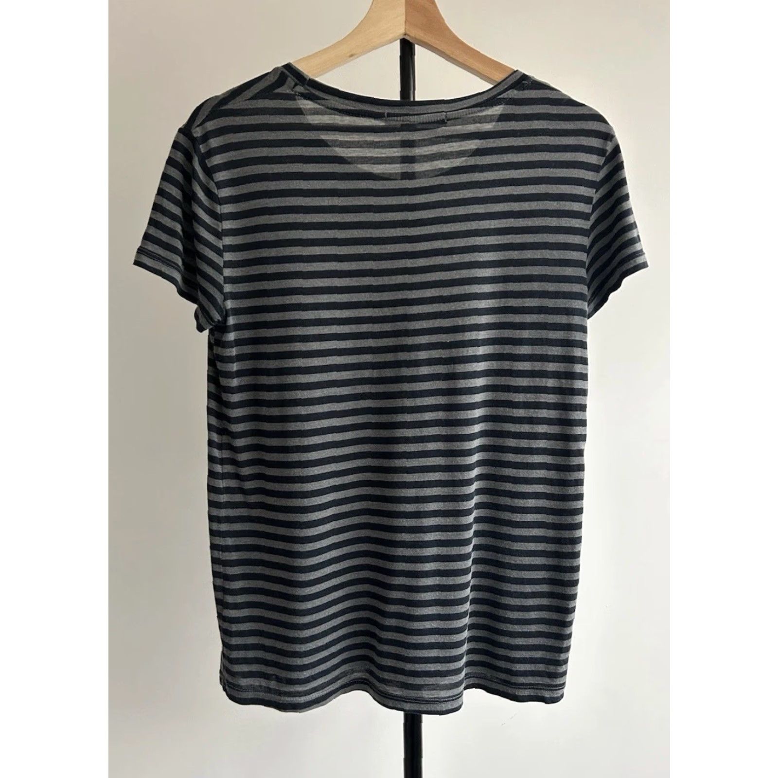Vintage Stateside Women Pullover Shirt Blue/Gray Striped XS MadeInTheStates Comfy Size XS / US 0-2 / IT 36-38 - 2 Thumbnail