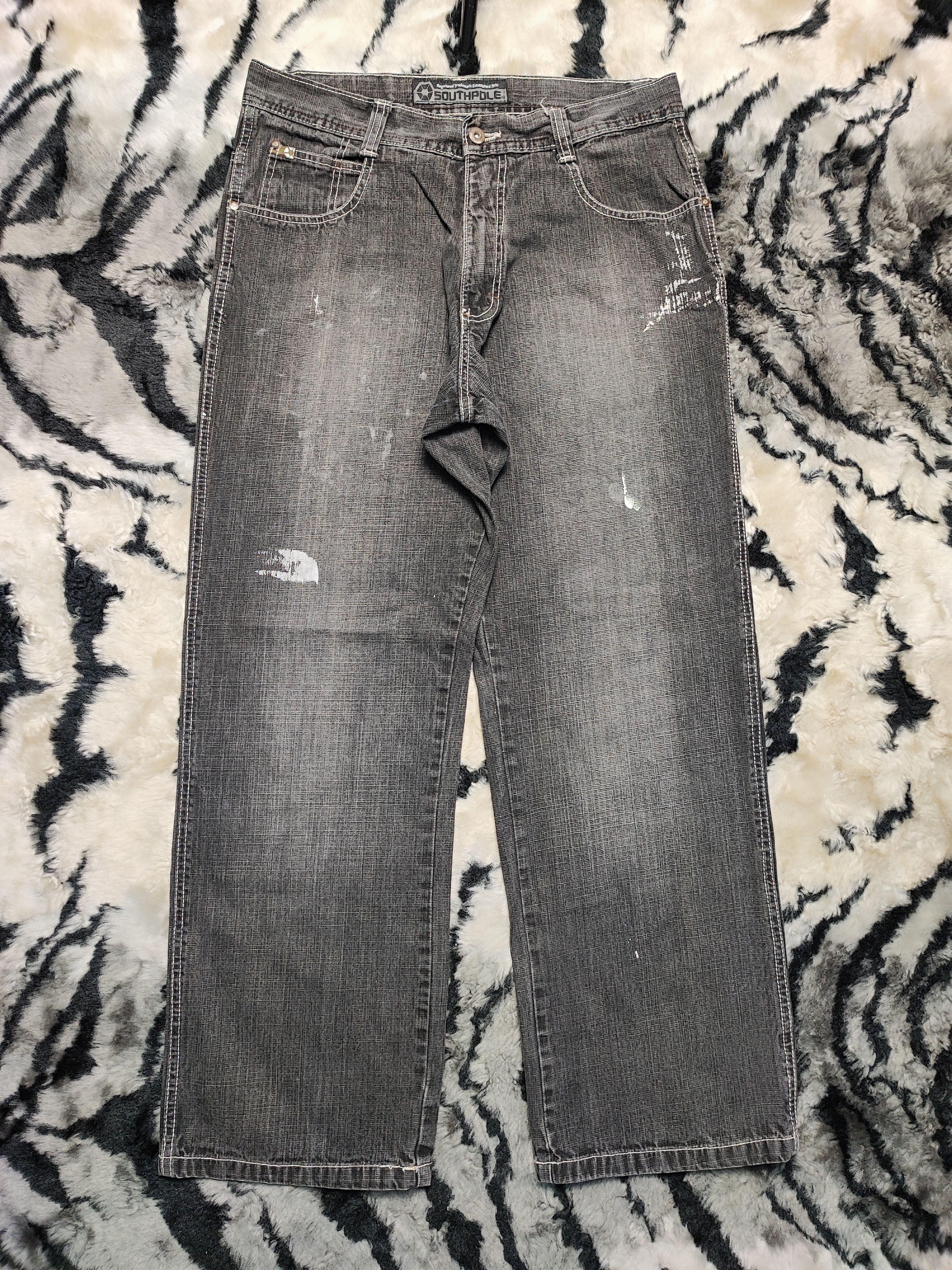 Southpole Crazy Y2K Baggy Southpole Jeans Wide Leg Grunge Skater JNCO Size US 33 - 2 Thumbnail