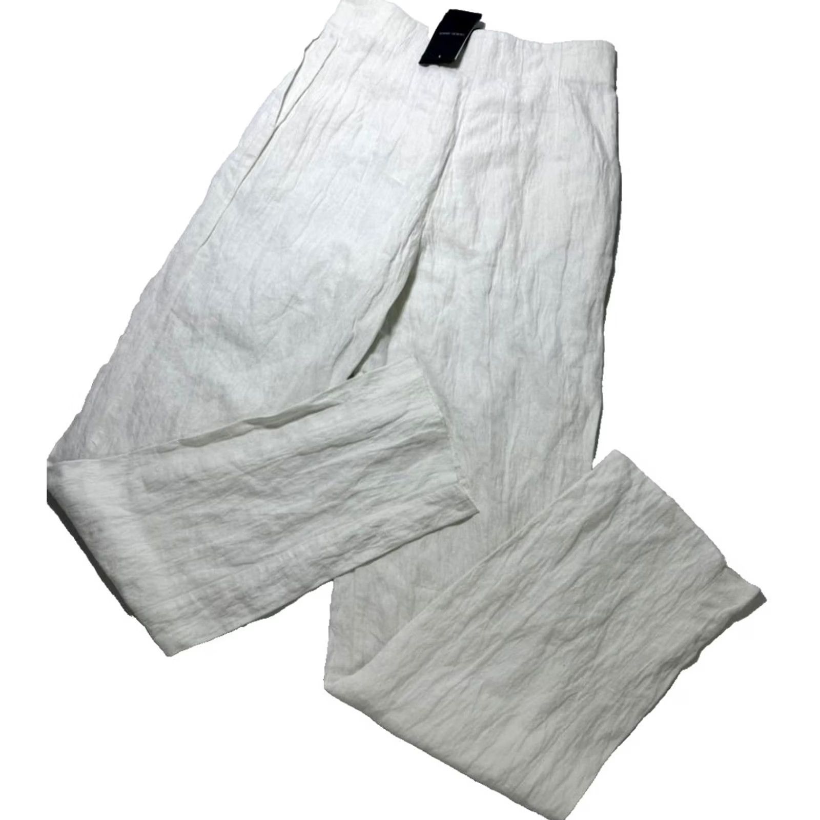 Giorgio Armani Giorgio Armani Bnwt White Linen-Blend Wide-Leg Pants 42 Women Pants Size 28" / US 6 / IT 42 - 3 Thumbnail