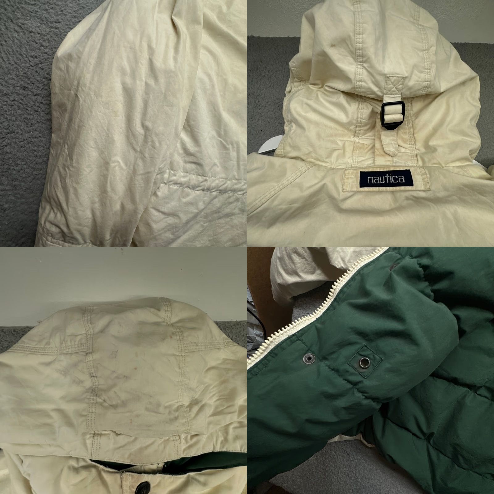 Nautica VINTAGE Nautica Duck Down Puffer Parka Jacket Large White Green STAINED Mens Size US L / EU 52-54 / 3 - 8 Thumbnail