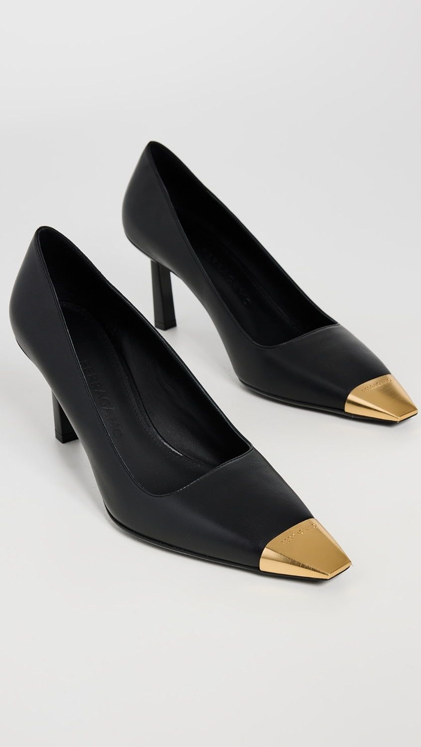 Salvatore Ferragamo o1s1rm0724 Amber Leather Pumps in Black Size US 9.5 / IT 39.5 - 6 Thumbnail