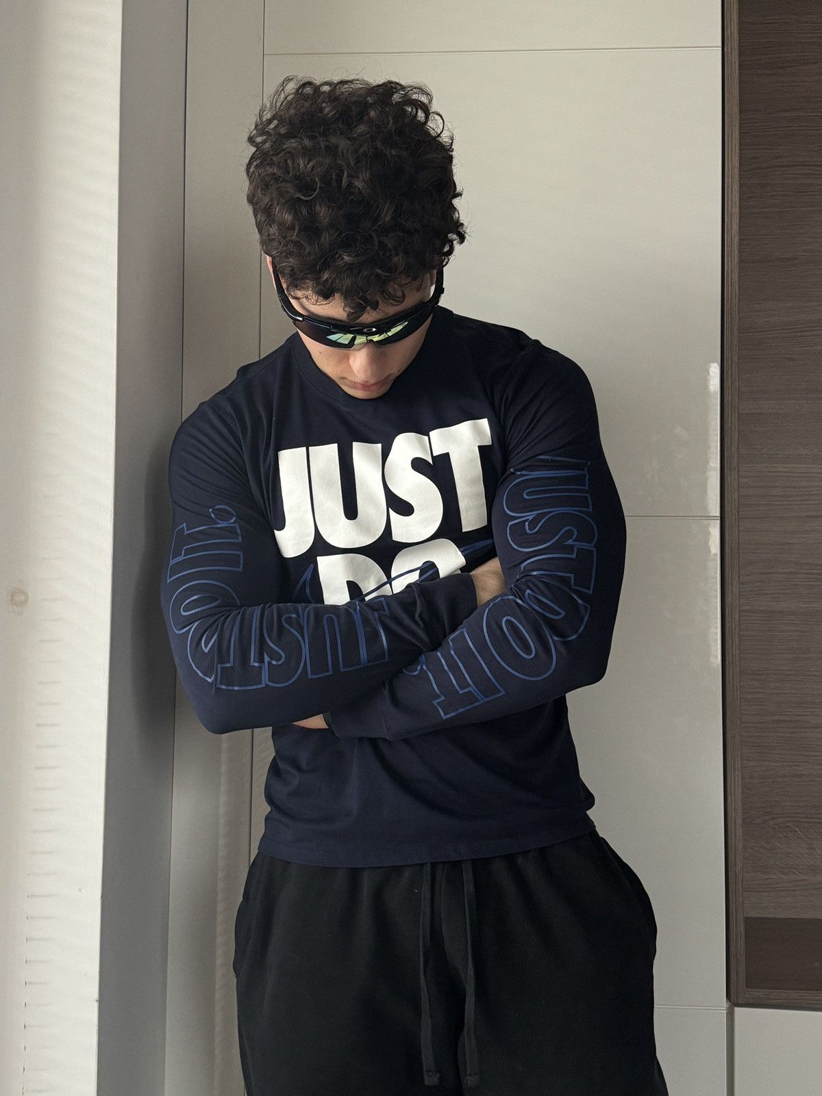 Nike ‼️Nike Big Logo Overprinted Just Do It Swoosh Long Sleeve Tee Size US M / EU 48-50 / 2 - 1 Thumbnail