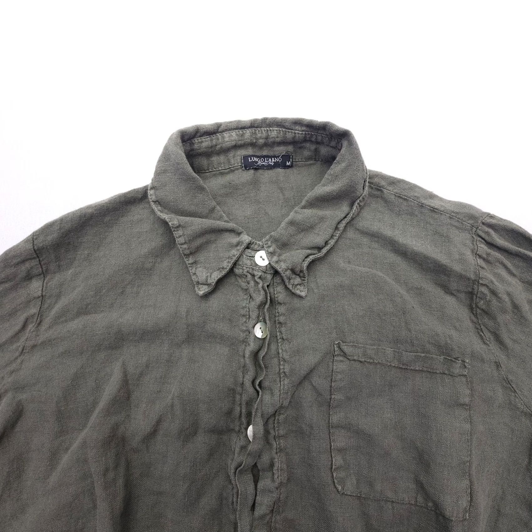 Vintage Lungo L'Arno 100% Linen Top Button Blouse Size Medium Green Italy Coastal Size M / US 6-8 / IT 42-44 - 4 Thumbnail