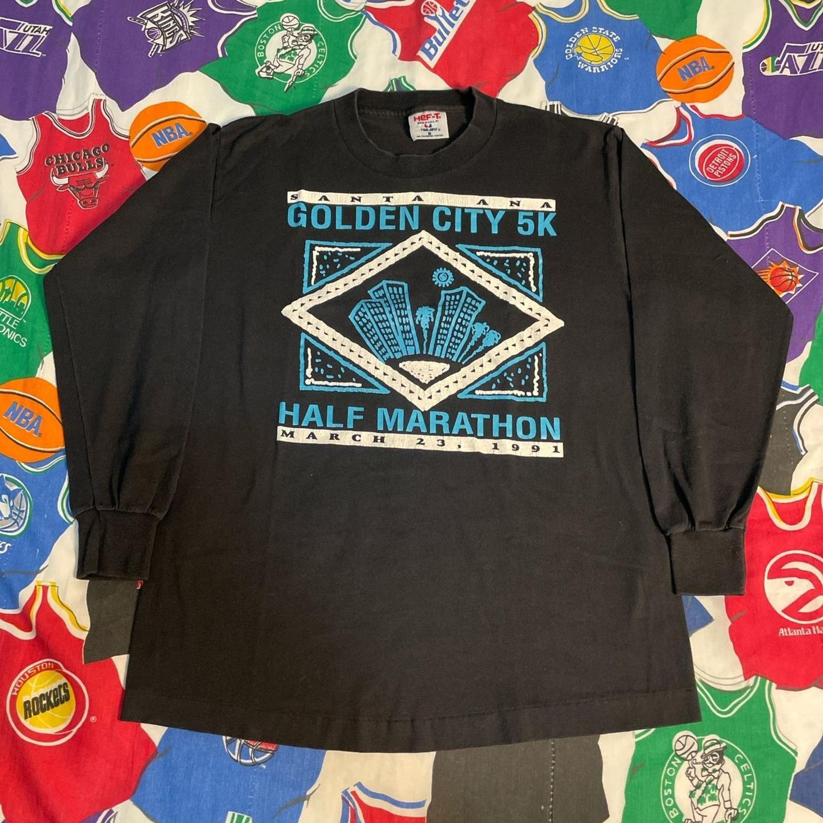 Vintage Vintage 1991 Half Marathon Golden City 5K Run Off Sports Tee Size US L / EU 52-54 / 3 - 1 Thumbnail