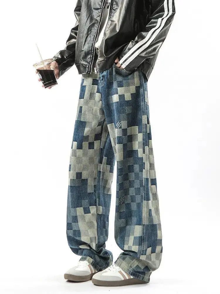 Japanese Brand Retro loose checkered straight leg jeans Size US 32 / EU 48 - 3 Thumbnail