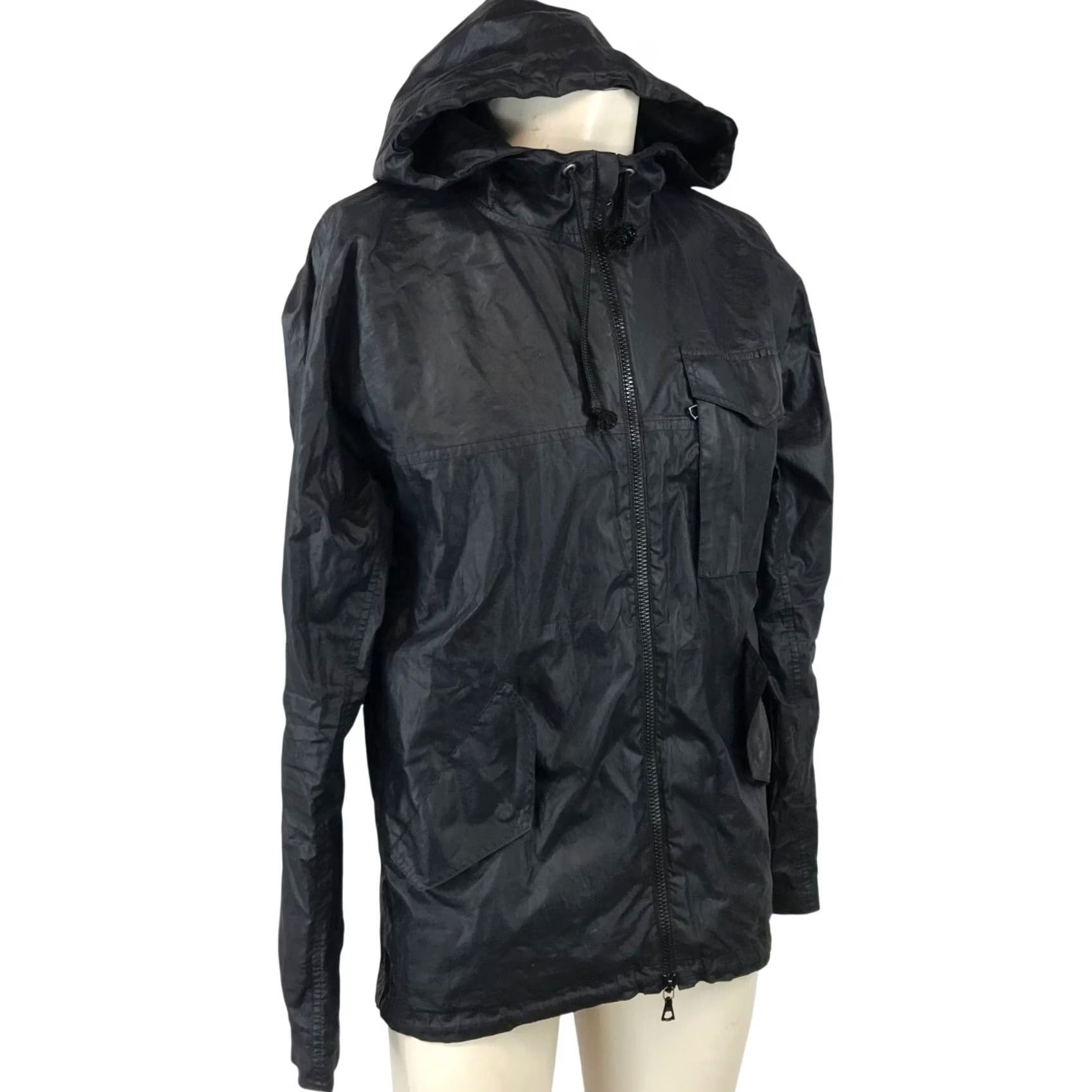 John Elliott VINTAGE JOHN ELLIOT + CO Jacket Womens 2 Black Hooded Full Zip Lightweight Coat Size XS / US 0-2 / IT 36-38 - 2 Thumbnail