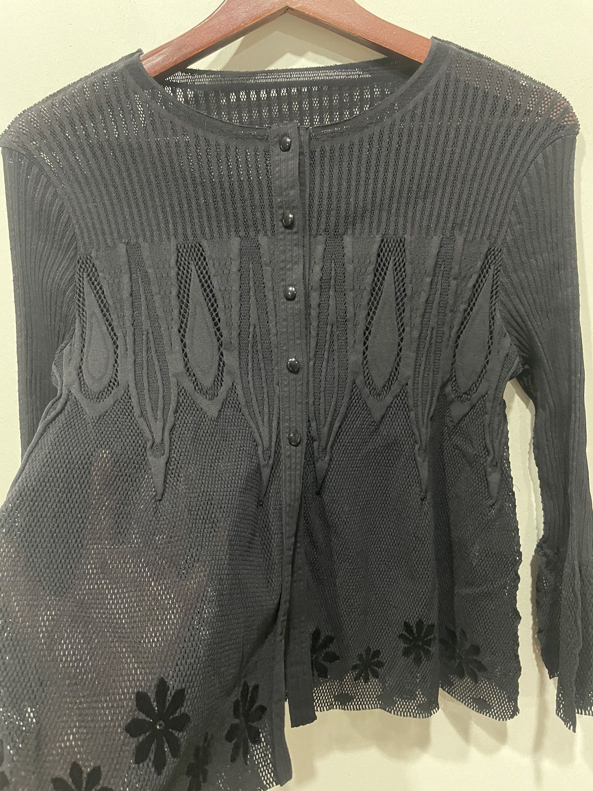 Hiroko Koshino Homme × Japanese Brand × Vintage Hiroko BIS Black Mesh Blouse Size ONE SIZE - 3 Thumbnail