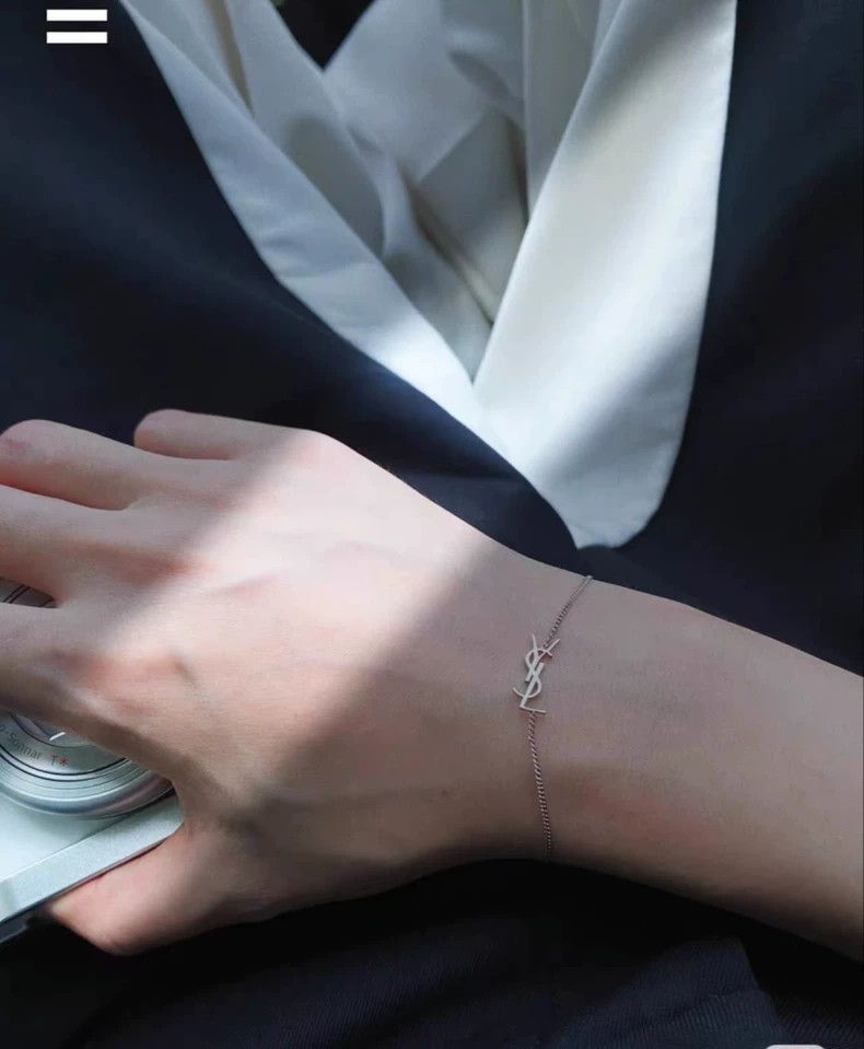 Saint Laurent Paris Saint Laurent Paris Silver logo bracelet Size ONE SIZE - 4 Thumbnail