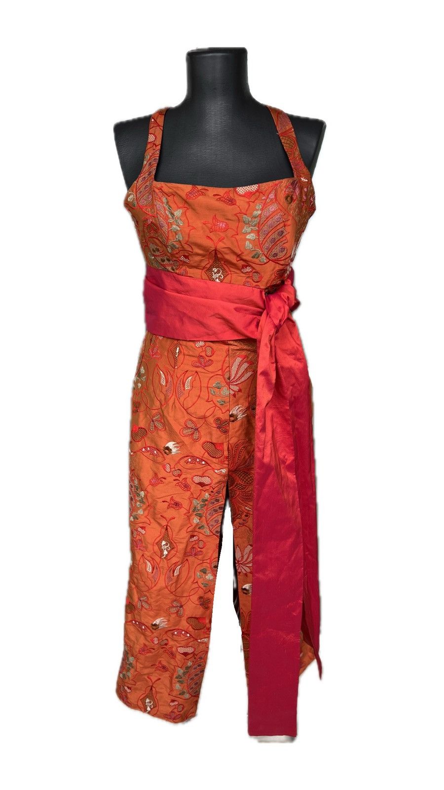 Matilde Cano Orange Embroidered Dress