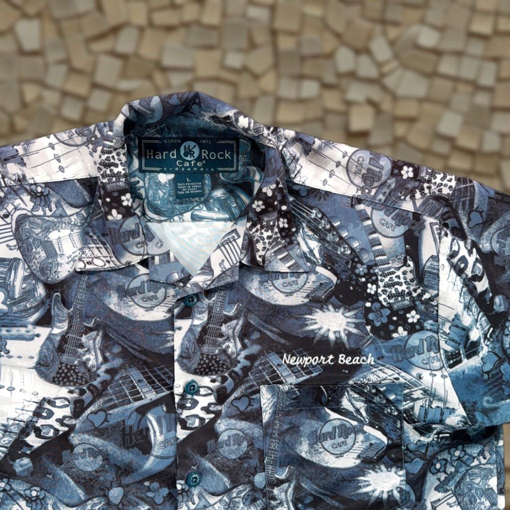 Hard Rock Cafe VINTAGE Hard Rock Cafe Shirt Adult LARGE Blue Button Up Camp Newport Beach Y2K Size US L / EU 52-54 / 3 - 1 Thumbnail