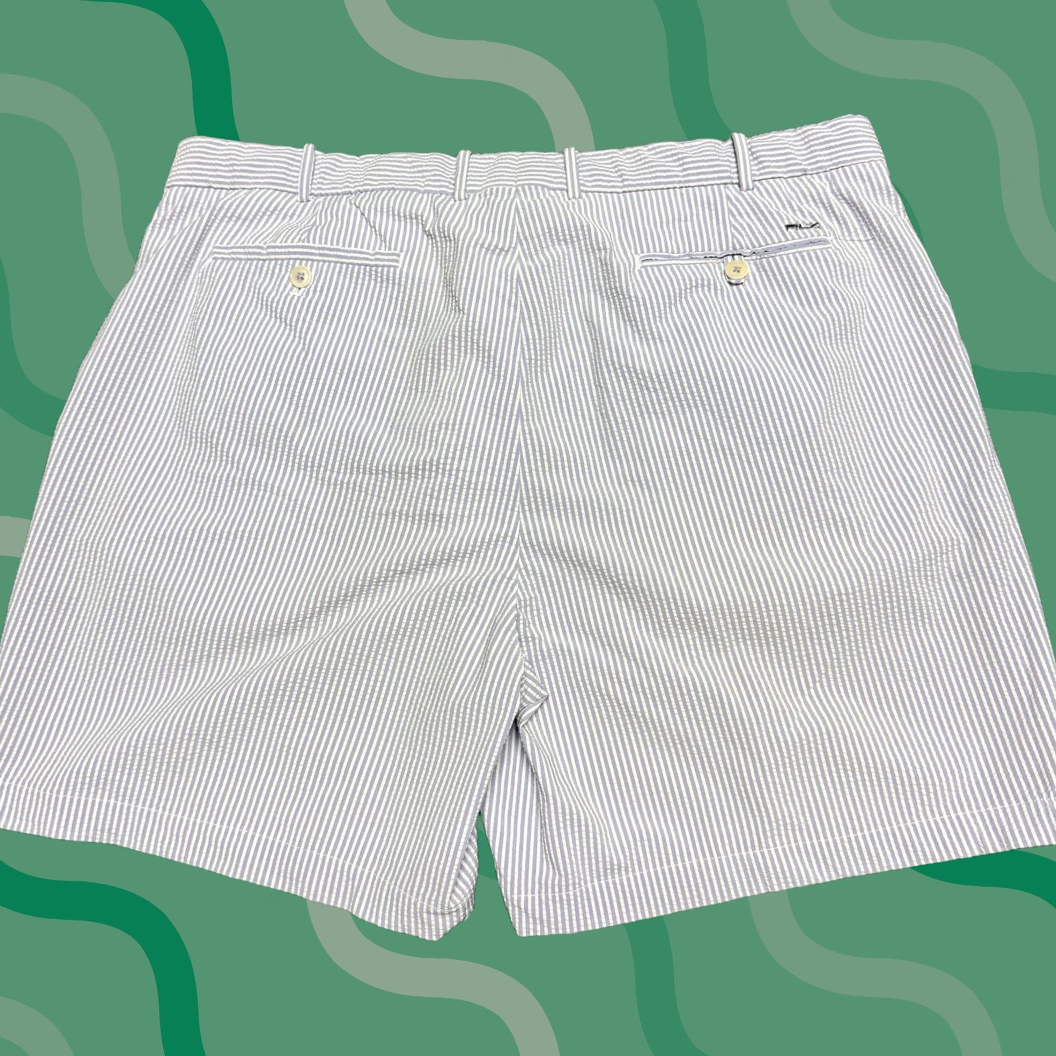 RLX Ralph Lauren VINTAGE RLX Ralph Lauren Shorts 40 Blue White Striped Seersucker Golf Stretch Preppy Size US 40 / EU 56 - 1 Thumbnail