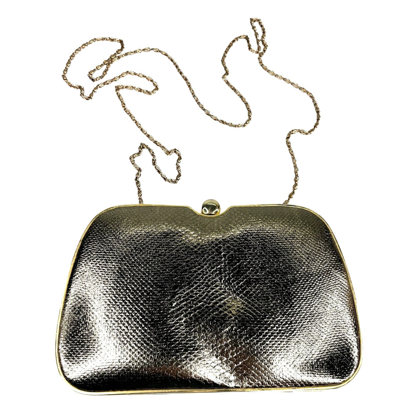 Le-Ann Gold Purse Clutch Crossbody Chain 7" X 5", Women's