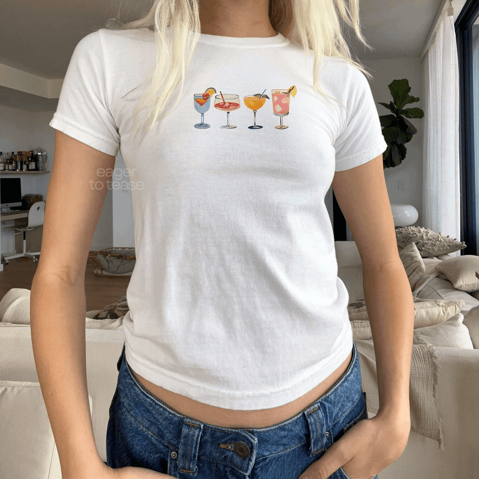 Other Cocktail Baby Tee – Painted Coquette Y2K Aesthetic T-Shirt Size M / US 6-8 / IT 42-44 - 2 Thumbnail