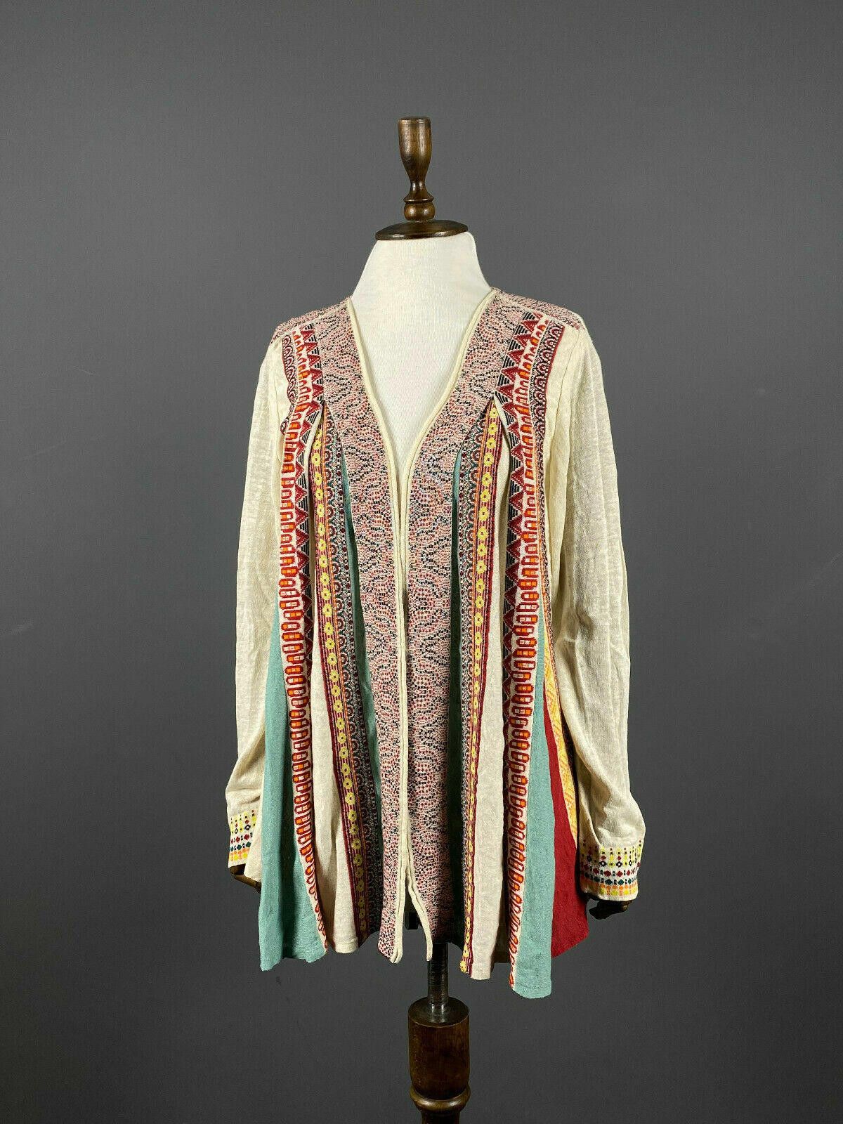 Designer Ladies IVKO Multicoloured V-Neck Linen Cardigan Size 40 Size M / US 6-8 / IT 42-44 - 1 Thumbnail