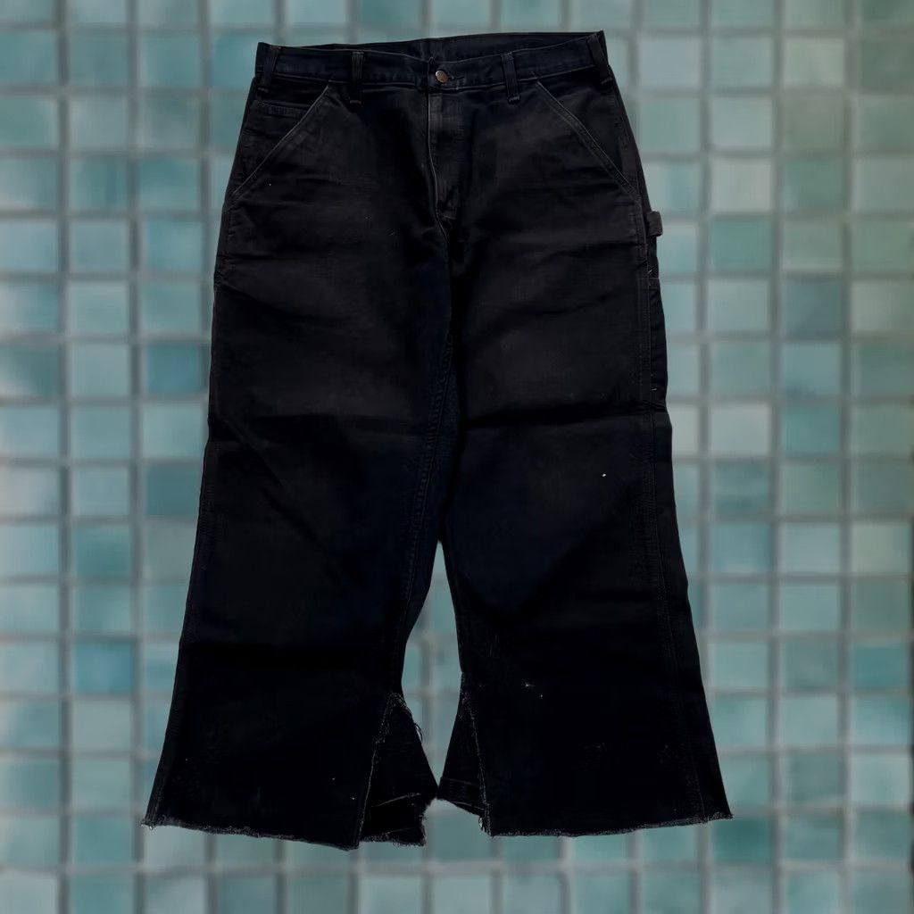 Carhartt Carhartt Carpenter Pants Mens Black Denim 34x25 Fray Ankle Slit Workwear Casual Button Zip Logo Size US 34 / EU 50 - 1 Thumbnail