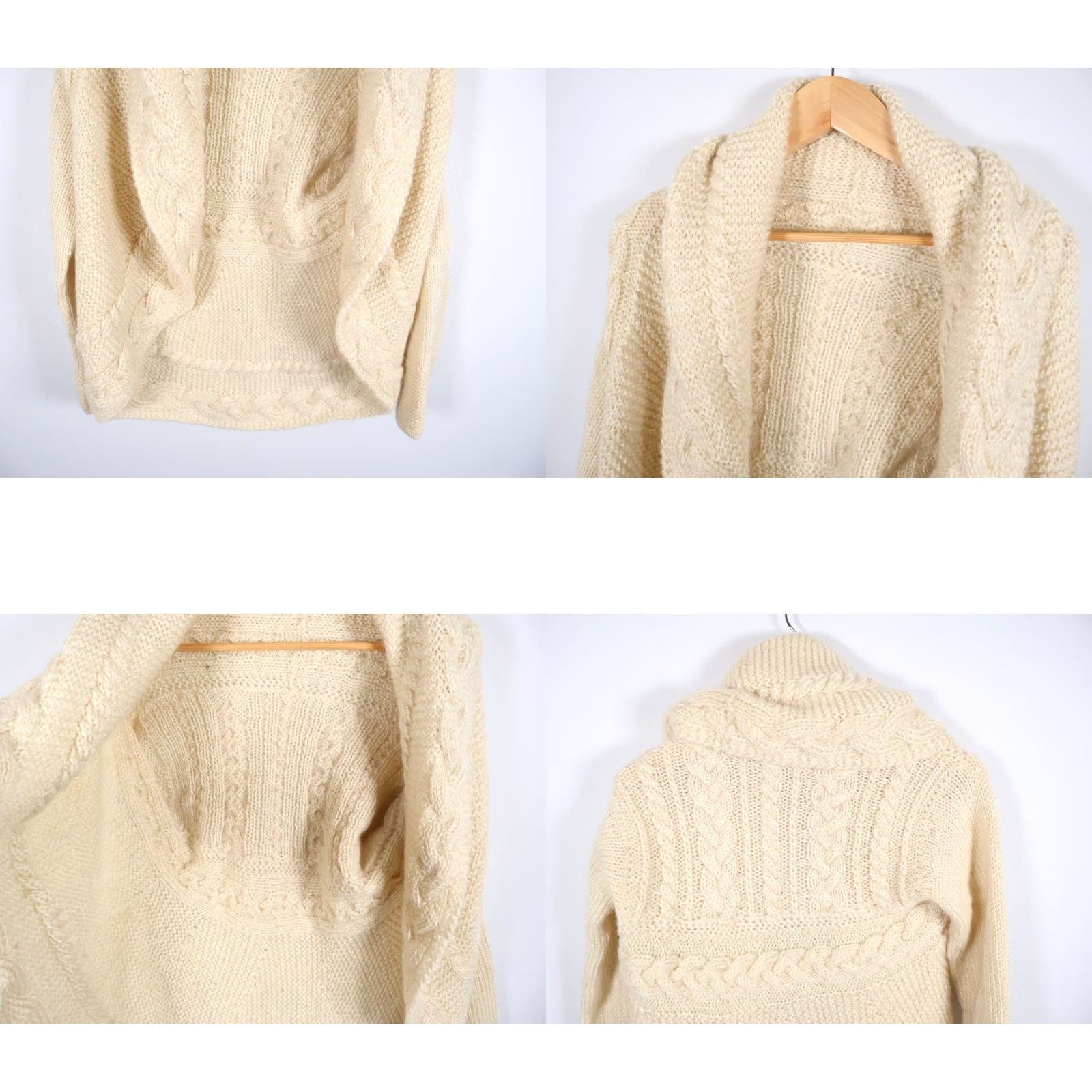 Vintage VINTAGE Wool Mohair Cardigan Sweater Women's Large Ivory Shawl Collar Knit Open Chunky-Knit Size L / US 10 / IT 46 - 8 Thumbnail