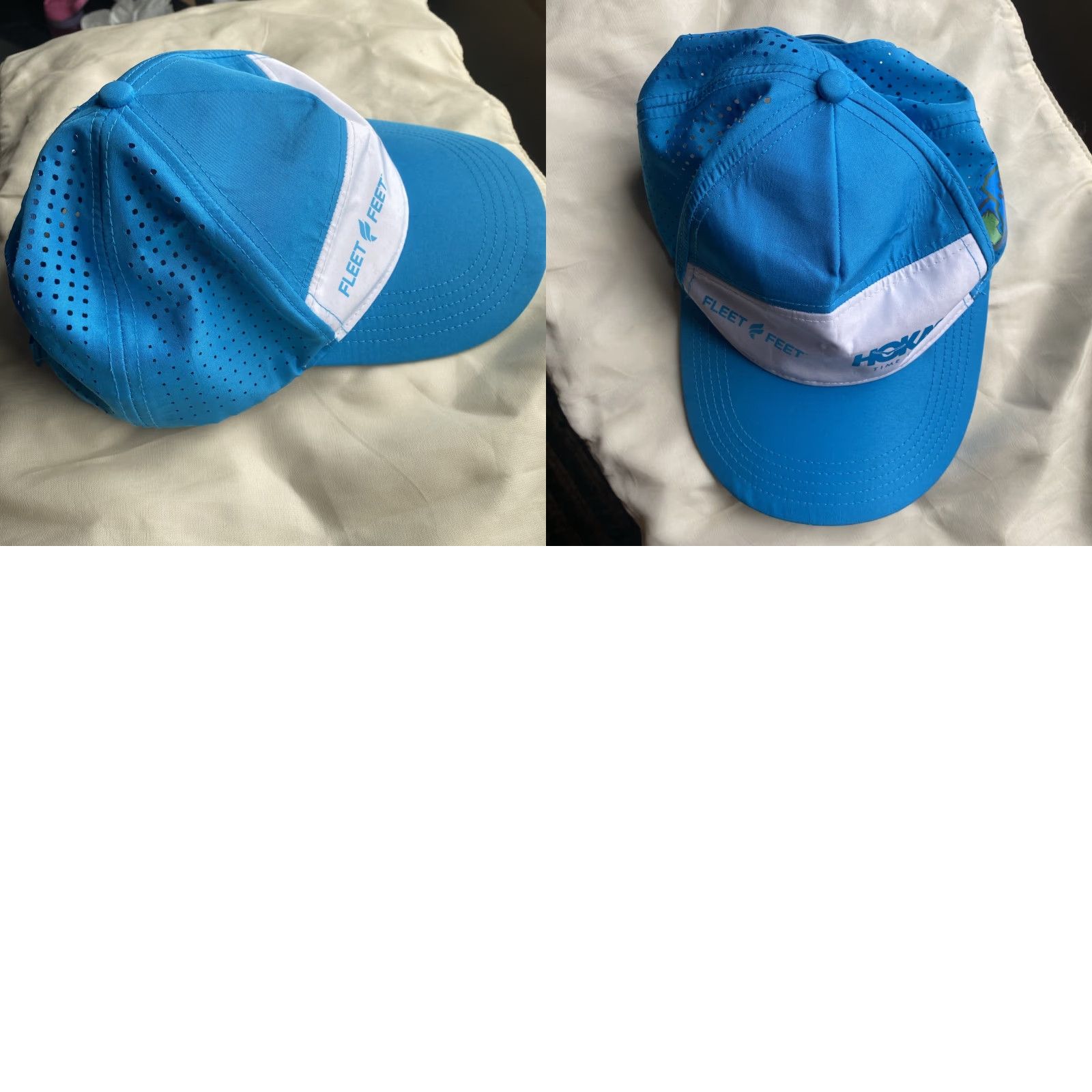 Vintage Hoka One One Fleet Feet Hat Strapback Blue Lightweight Polyester Microfiber 5 Panel Adjustable Breathable Men Cap Summer Spring Fall Size ONE SIZE - 8 Thumbnail