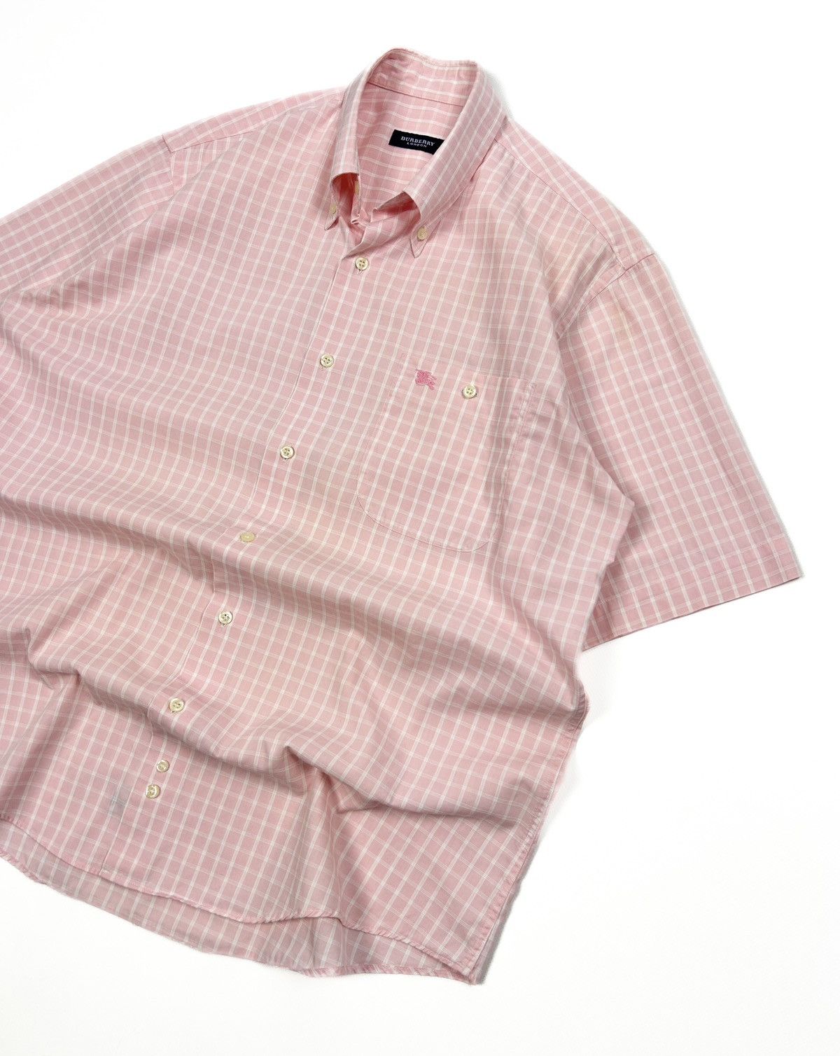 Burberry Vintage Burberry Pink Check Short Sleeve Button-Up Shirt M Size US M / EU 48-50 / 2 - 5 Thumbnail