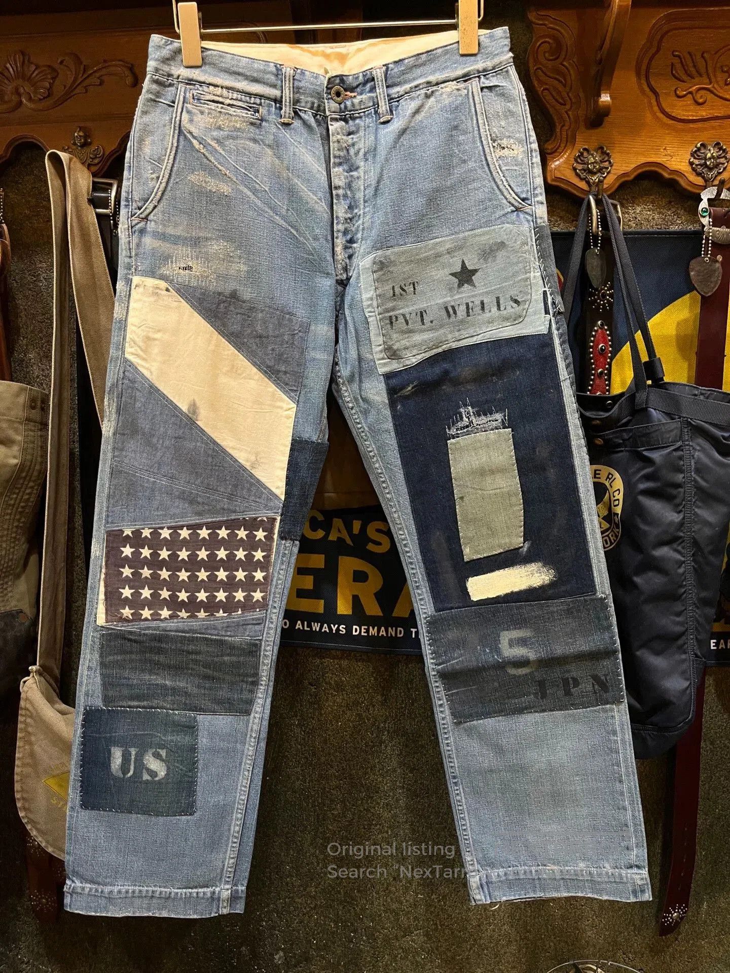 RRL Ralph Lauren limited edition patchwork denim pants. Size US 30 / EU 46 - 1 Thumbnail