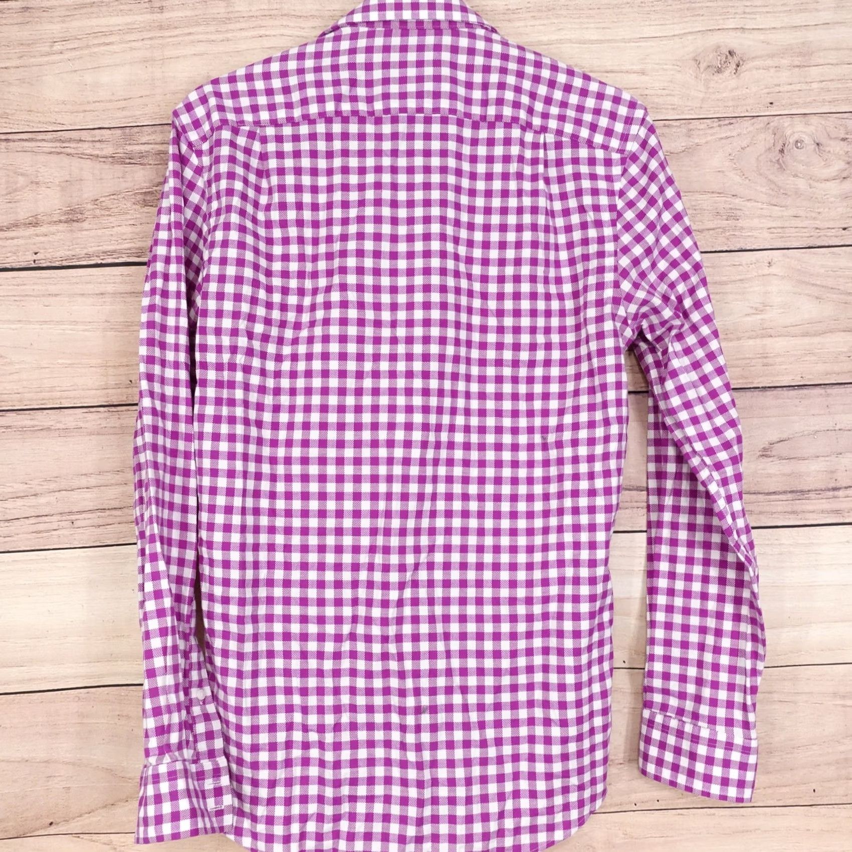 Ben Sherman BEN SHERMAN Shirt Purple Check Button Down MENS 14.5 32-33 TAILORING STRETCH Size US M / EU 48-50 / 2 - 4 Thumbnail