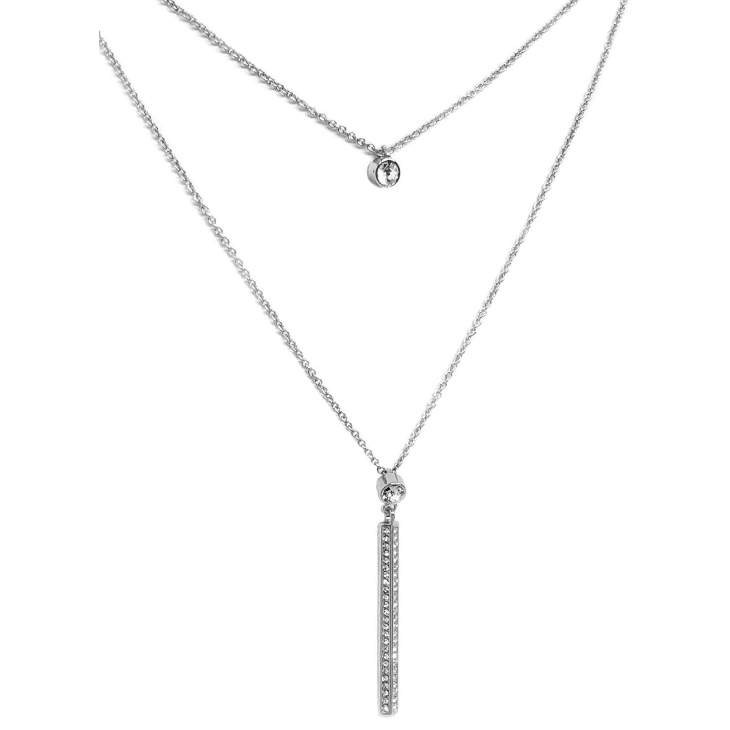 Other Sterling Silver Double Chain Rhodium Plated Swarovski Crysta Size ONE SIZE - 1 Thumbnail