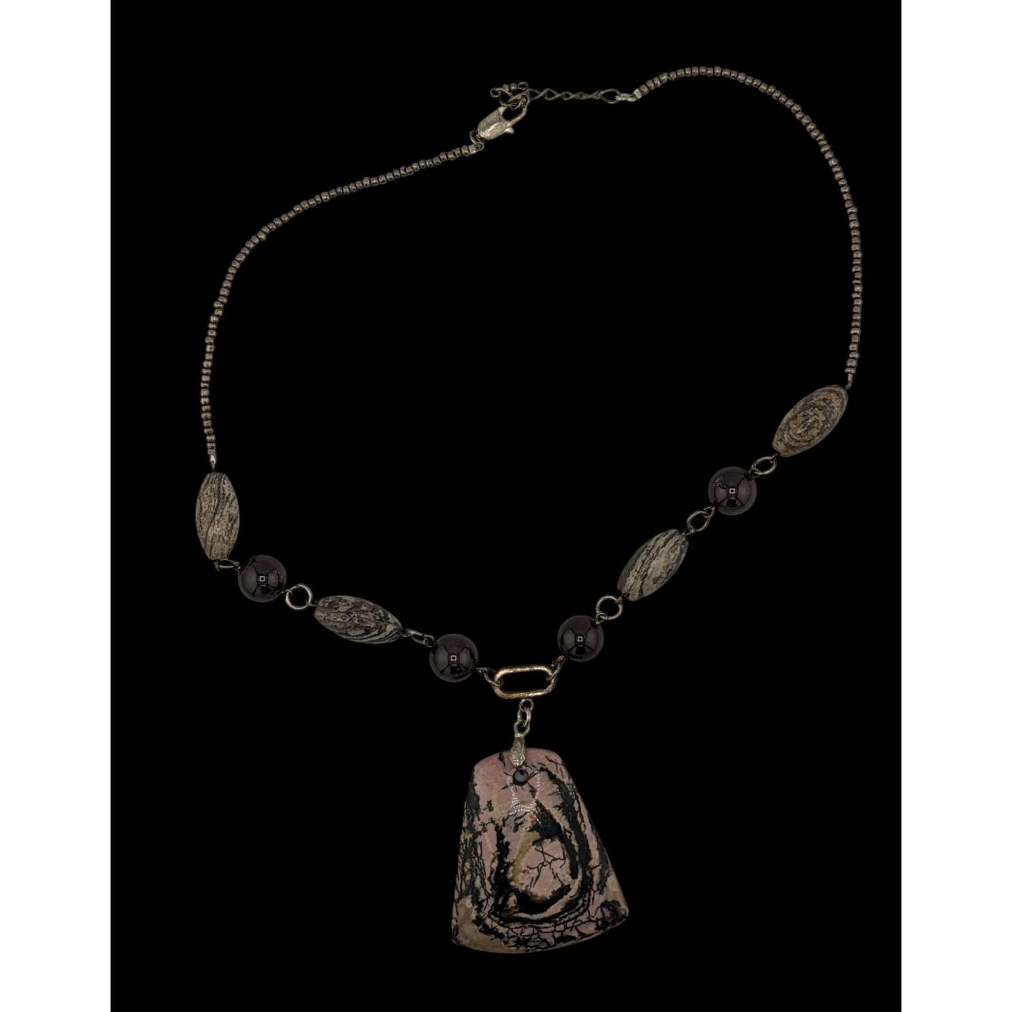 Handmade Vintage Handmade Porcelain Jasper Pendant Necklace With Vari Size ONE SIZE - 2 Thumbnail