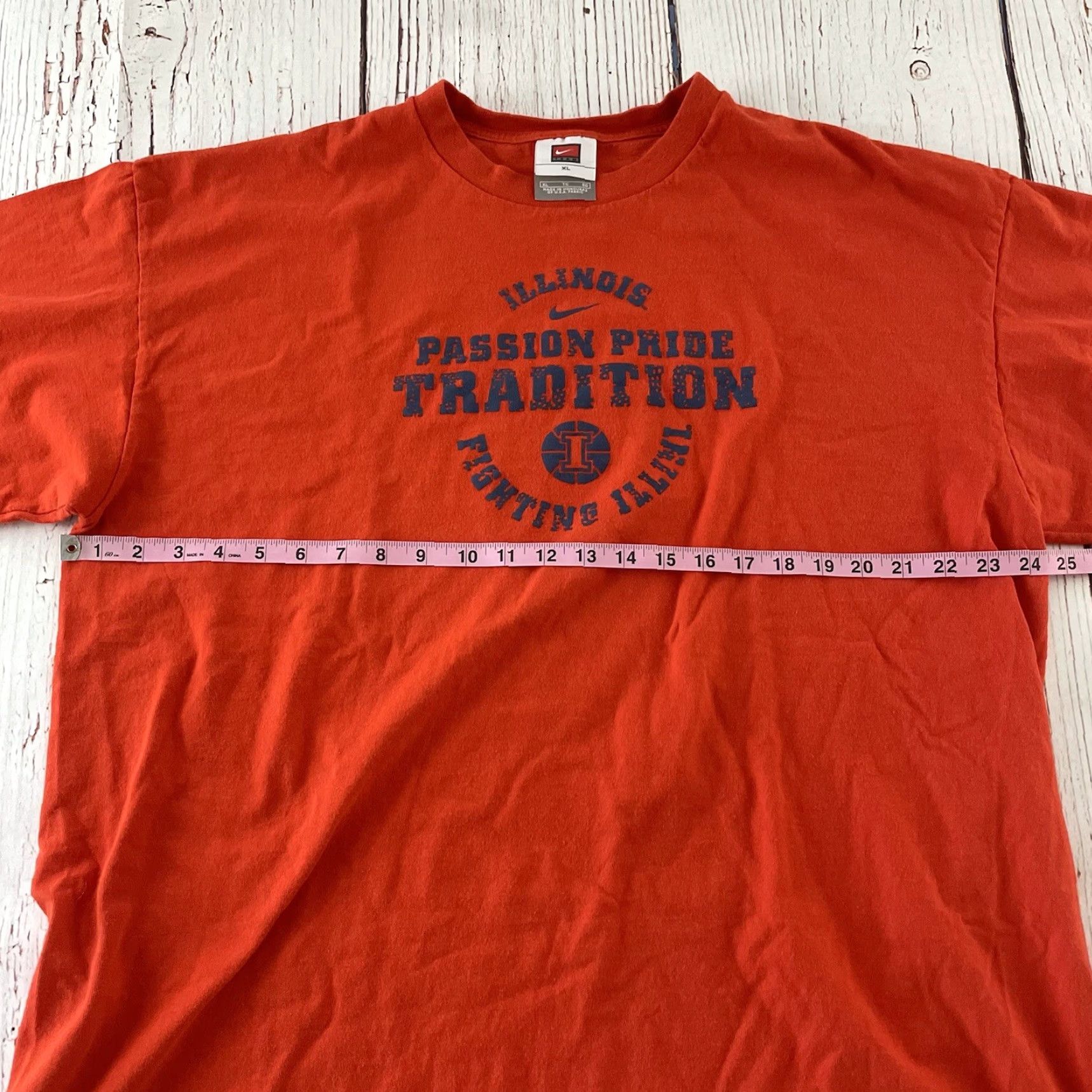 Nike VINTAGE Nike Center Check Illinois University Short Sleeve T Shirt Men XL Orange Size US XL / EU 56 / 4 - 4 Thumbnail
