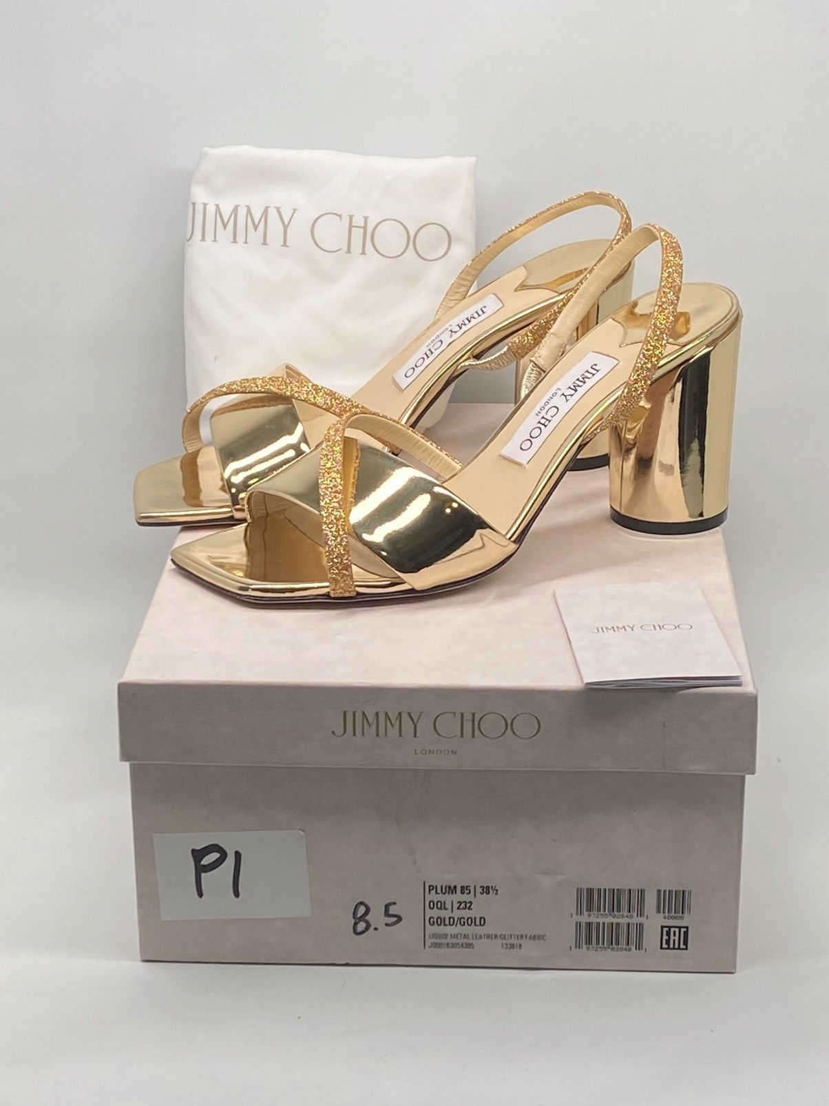 Jimmy Choo Jimmy Choo Plum Metallic Glitter Slingback Sandals size 38.5 Size US 8.5 / IT 38.5 - 11 Thumbnail