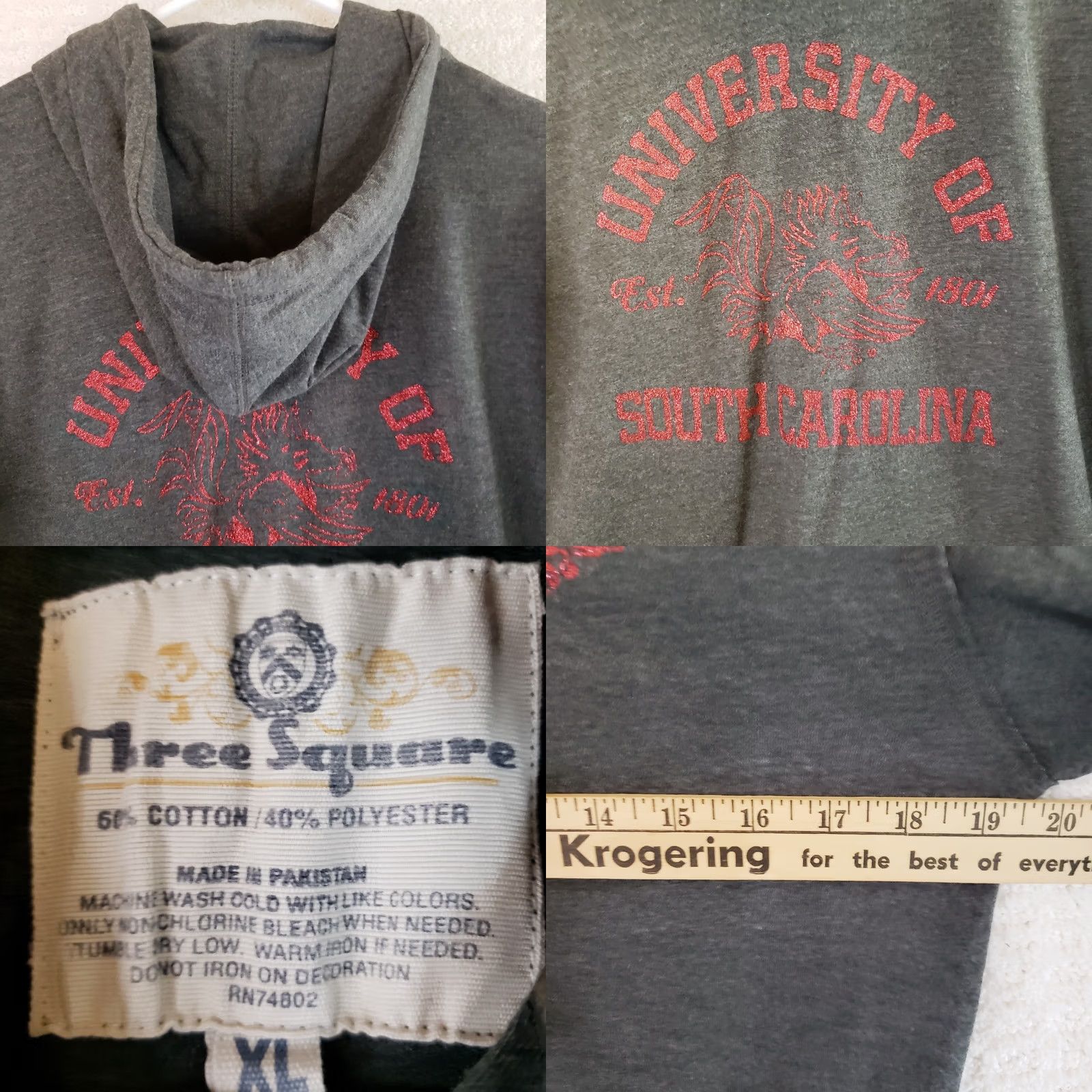 Vintage VINTAGE USC Gamecocks Women XL Charcoal Gray Full Zip Hoodie Lightweight Sweater Size XL / US 12-14 / IT 48-50 - 9 Thumbnail