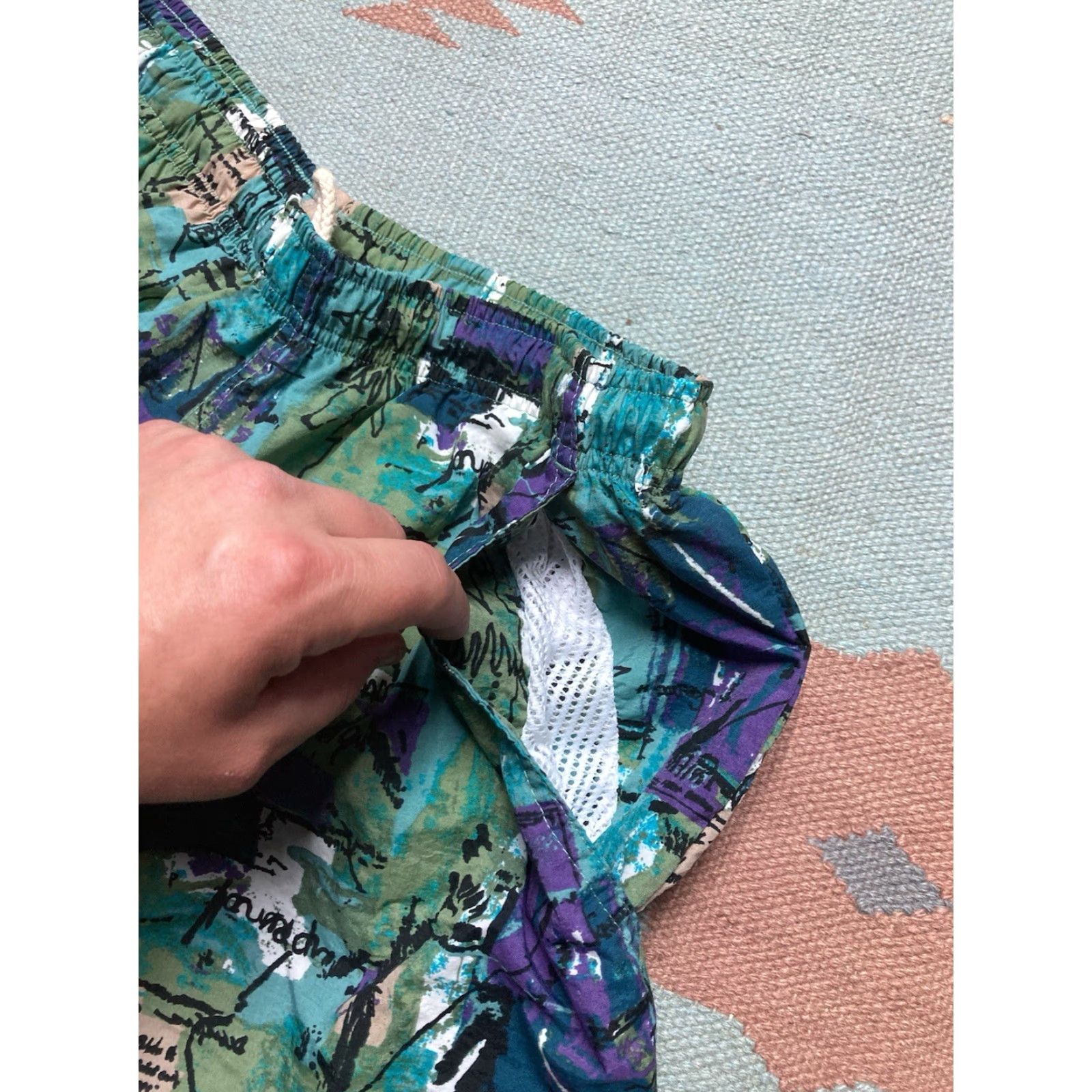 Vintage VINTAGE Killer Loop Abstract Art All Over Print Swim Shorts Trunks Men’s Large Size US 33 - 6 Thumbnail