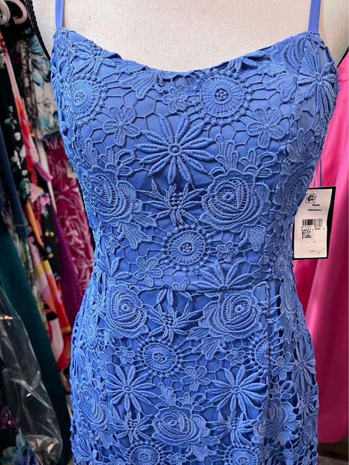 Ann Taylor Size 6 embroidered blue gown by Taylor Size L / US 10 / IT 46 - 6 Thumbnail