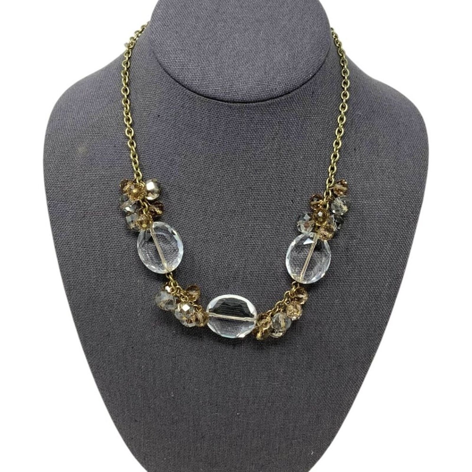 Other Vintage Clear Glass Beaded Chain Link Statement Necklace Size ONE SIZE - 3 Thumbnail