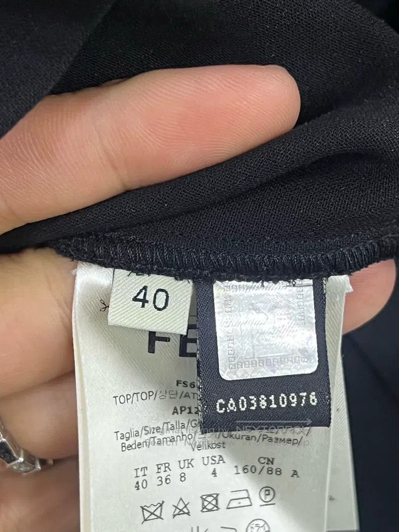 Fendi Fendi Black patchwork lambskin monster short-sleeved shirt Size XS / US 0-2 / IT 36-38 - 4 Thumbnail