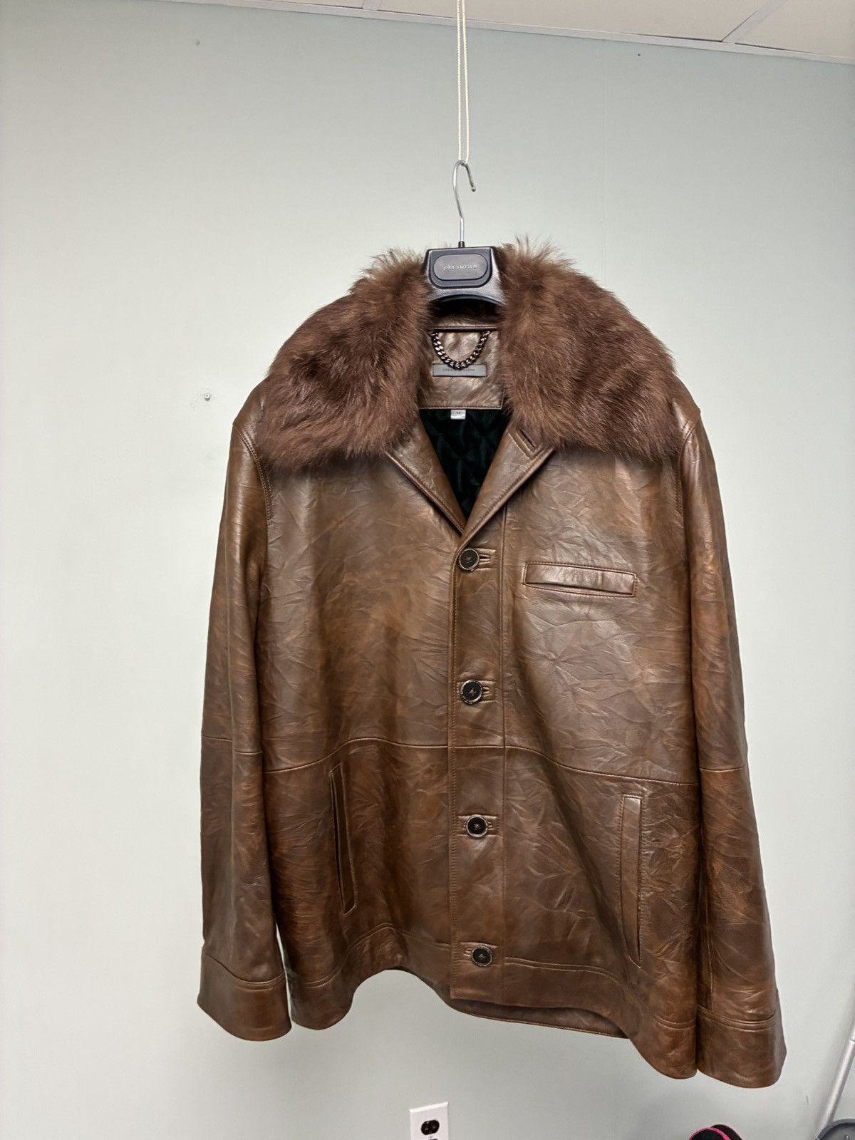 John Varvatos Fox Collar Leather Coat EU 48 USA 38 Size US M / EU 48-50 / 2 - 9 Thumbnail