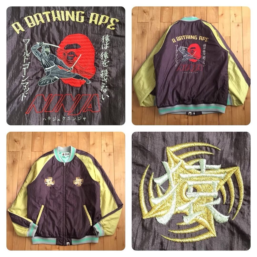 Bape BAPE NINJA SOUVENIR JACKET Brown x Yellow a bathing ape Size US L / EU 52-54 / 3 - 1 Thumbnail