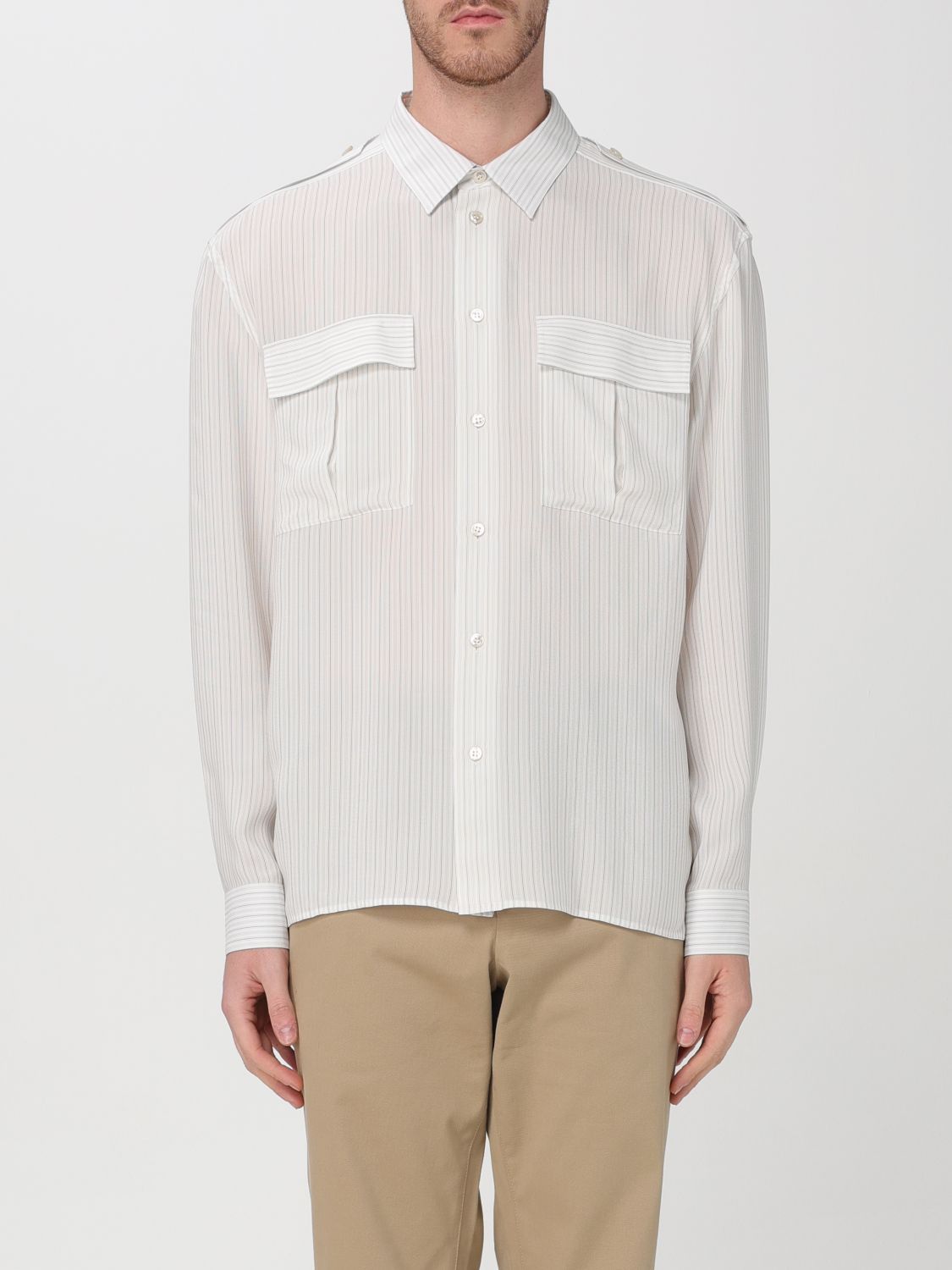 image of Saint Laurent Paris Saint Laurent Shirt Men Beige (Size Medium)