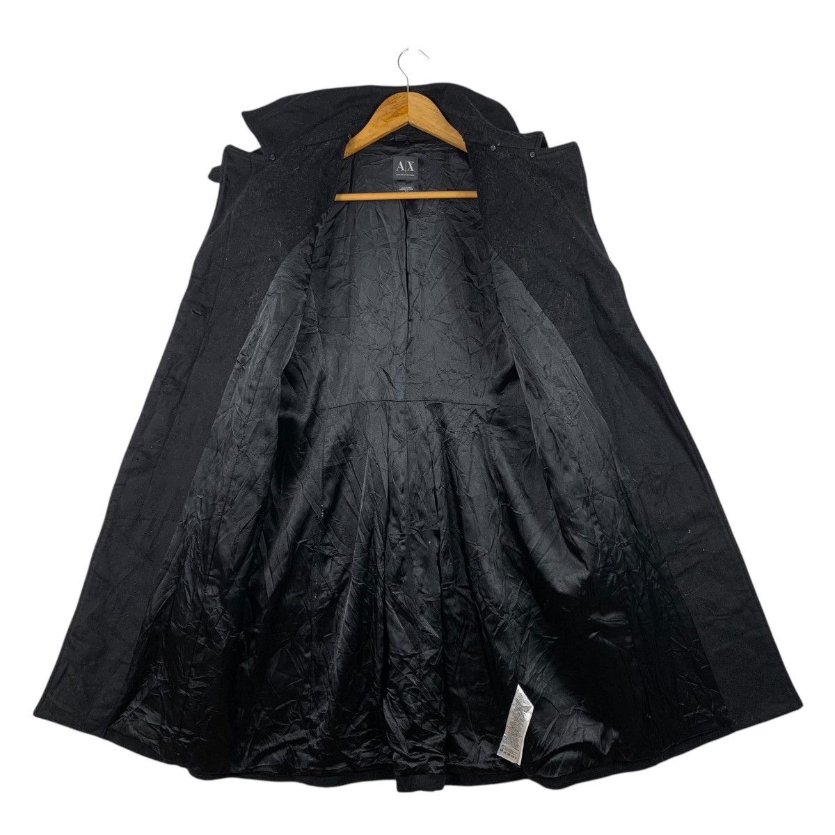 Armani × Armani Exchange ARMANI EXCHANGE Italy Black Wool Long Winter Coat Size US M / EU 48-50 / 2 - 2 Thumbnail